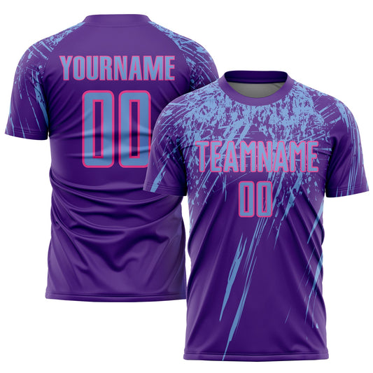 Custom Purple Light Blue-Pink Sublimation Soccer Uniform Jersey - Main View