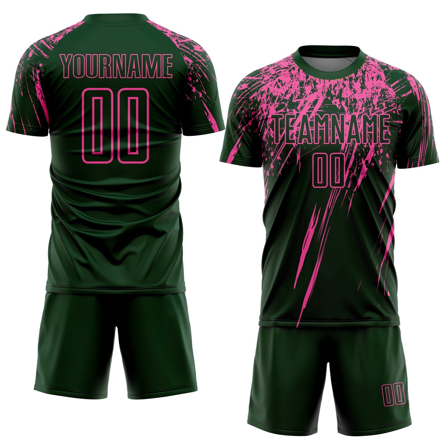 Custom Green Pink Sublimation Soccer Uniform Jersey view 2