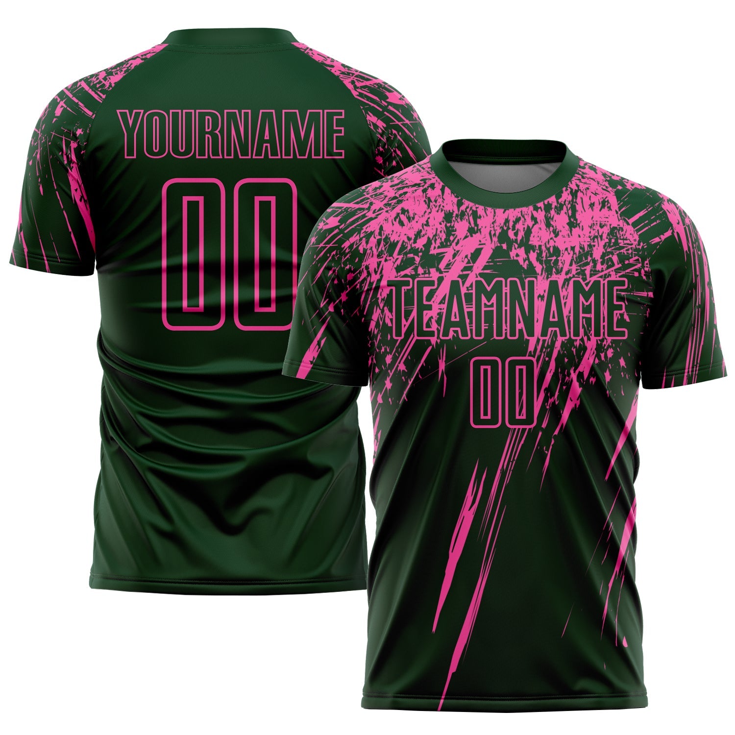 Custom Green Pink Sublimation Soccer Uniform Jersey - Main View