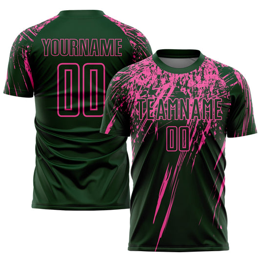 Custom Green Pink Sublimation Soccer Uniform Jersey - Main View