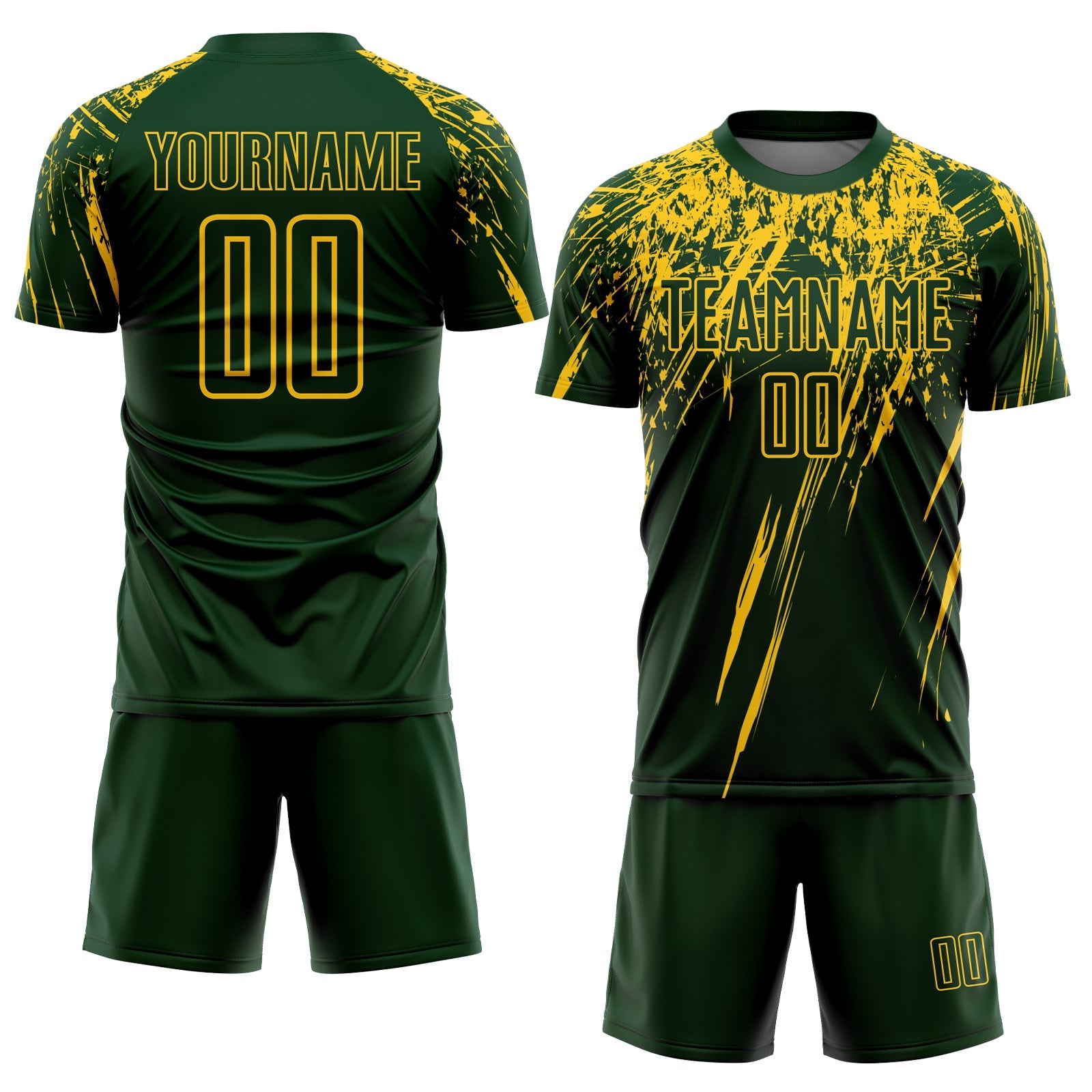 Custom Green Yellow Sublimation Soccer Uniform Jersey view 2