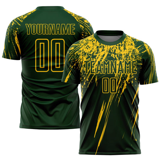 Custom Green Yellow Sublimation Soccer Uniform Jersey - Main View
