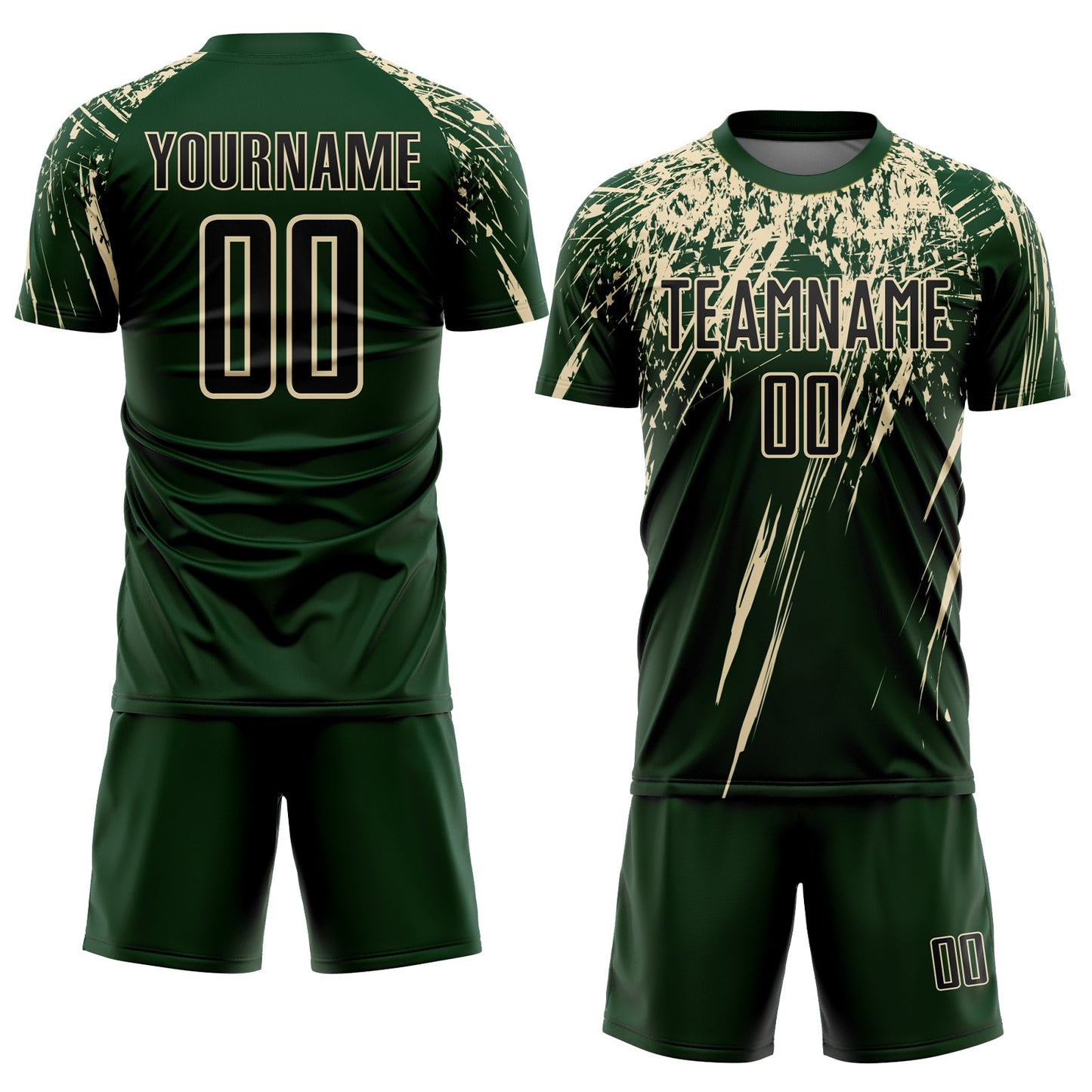 Custom Green Black-Cream Sublimation Soccer Uniform Jersey view 2