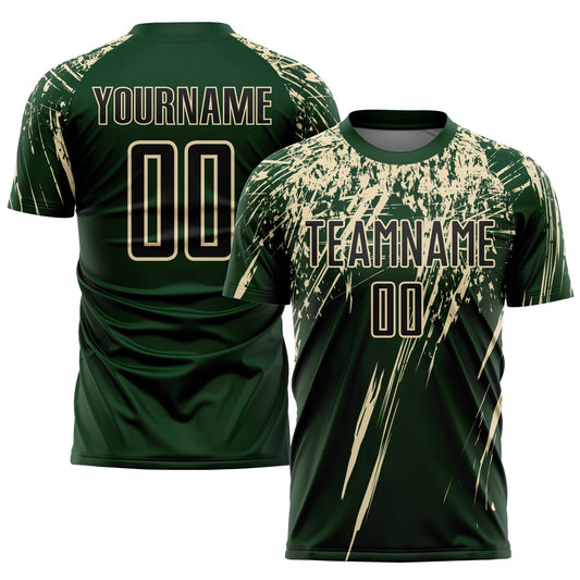 Custom Green Black-Cream Sublimation Soccer Uniform Jersey - Main View