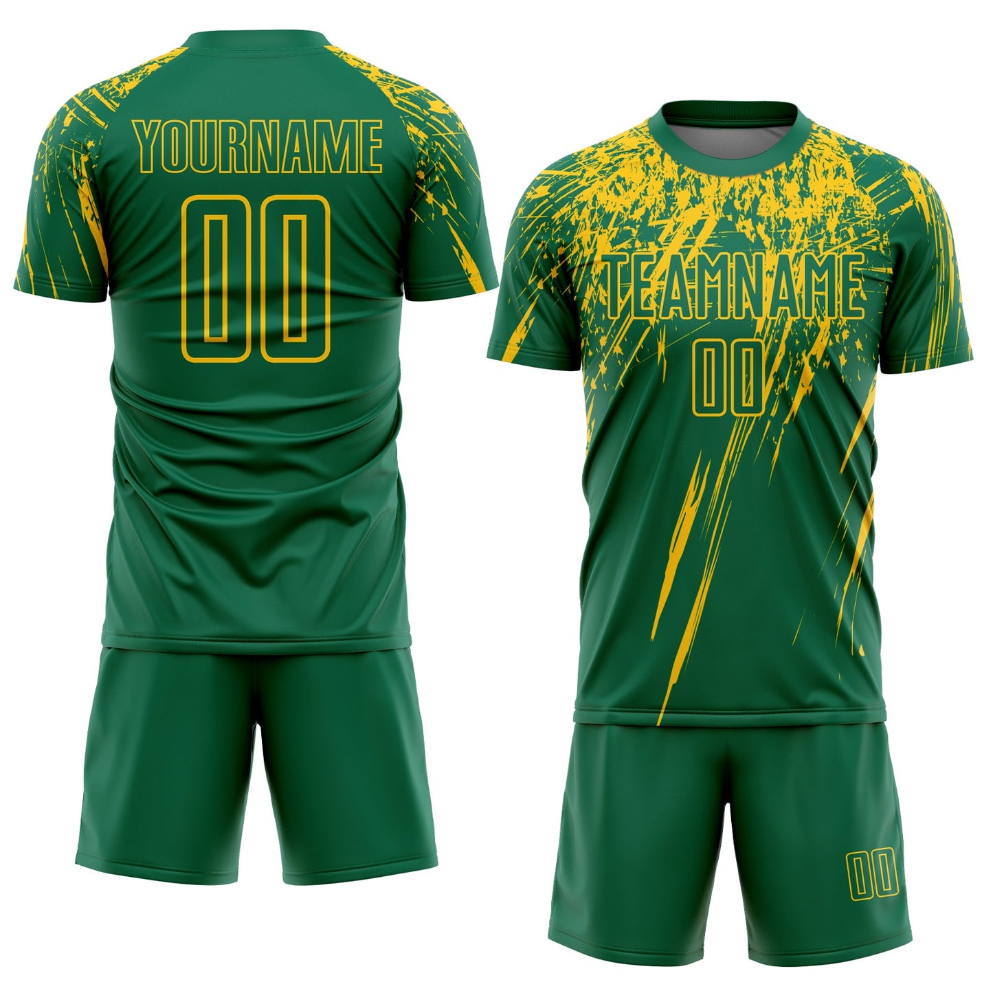 Custom Kelly Green Yellow Sublimation Soccer Uniform Jersey view 2