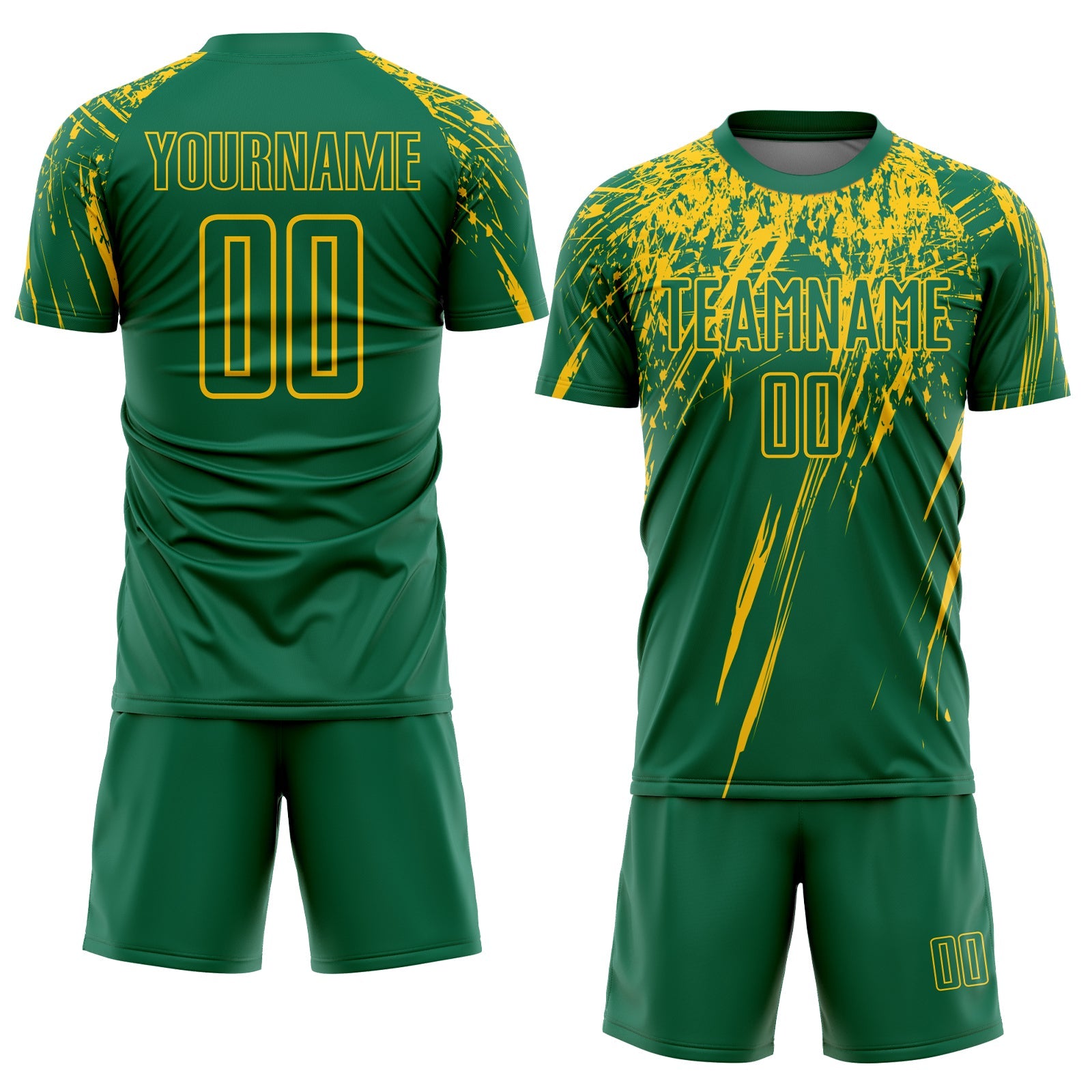 Custom Kelly Green Yellow Sublimation Soccer Uniform Jersey view 2