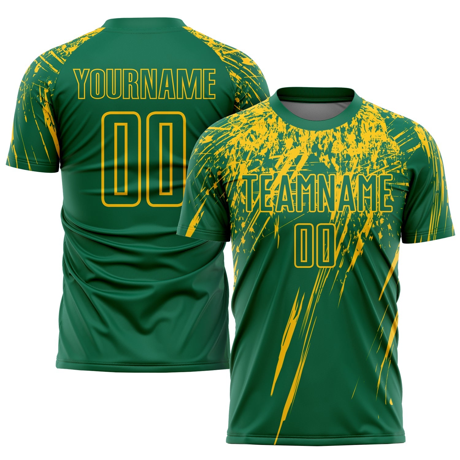 Custom Kelly Green Yellow Sublimation Soccer Uniform Jersey - Main View