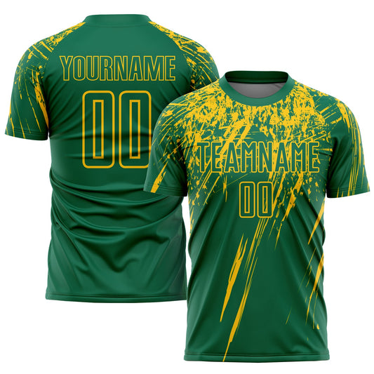 Custom Kelly Green Yellow Sublimation Soccer Uniform Jersey - Main View