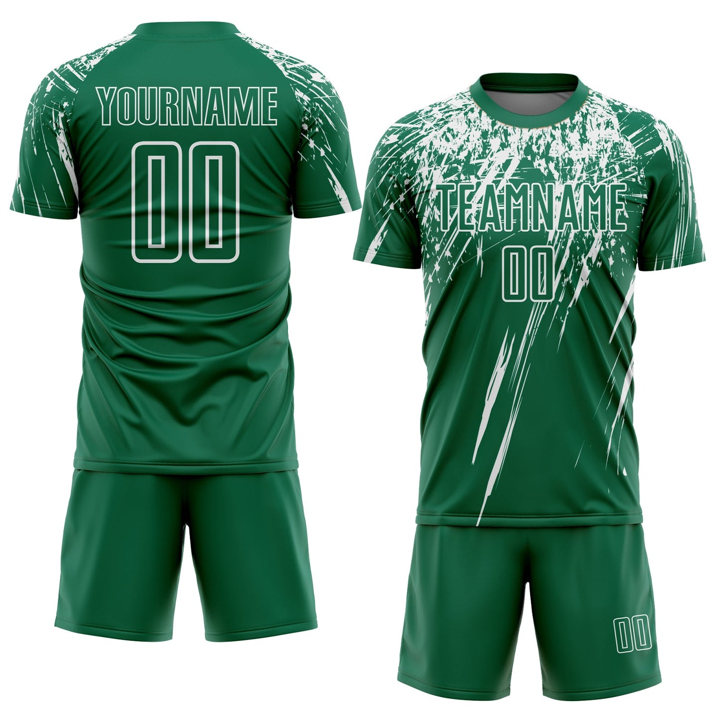 Custom Kelly Green White Sublimation Soccer Uniform Jersey view 2
