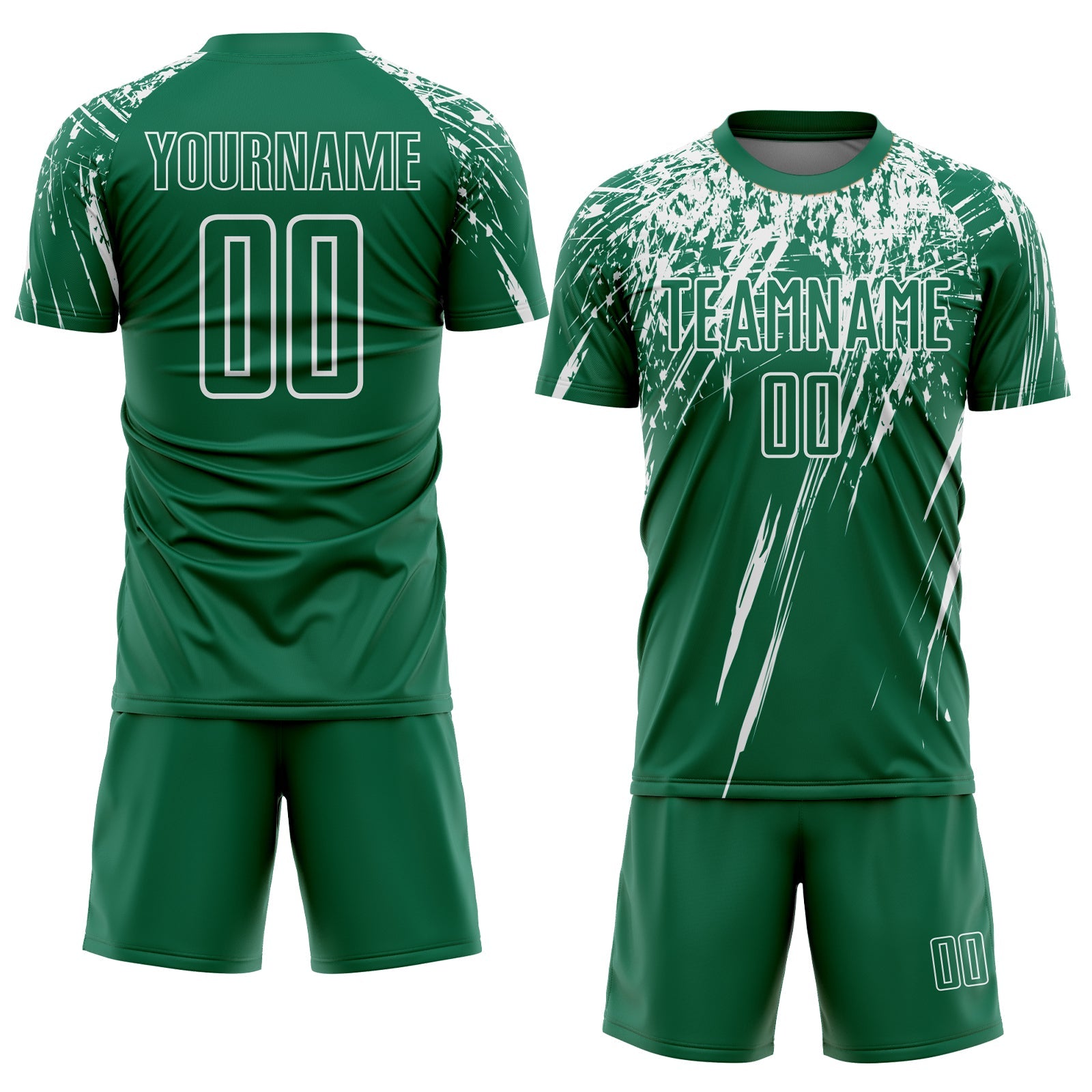 Custom Kelly Green White Sublimation Soccer Uniform Jersey view 2