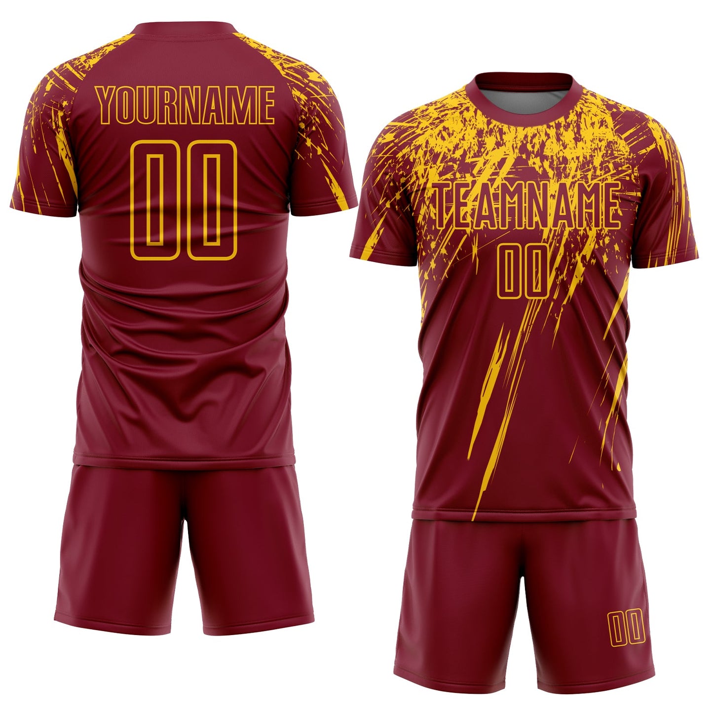 Custom Crimson Yellow Sublimation Soccer Uniform Jersey view 2