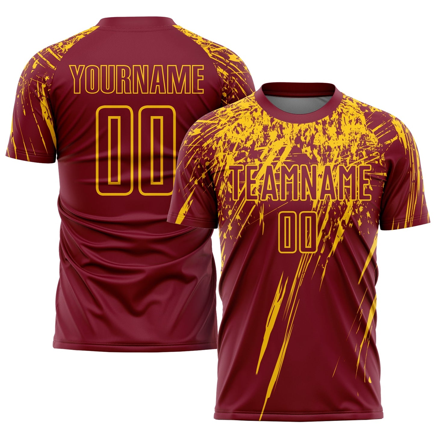 Custom Crimson Yellow Sublimation Soccer Uniform Jersey - Main View