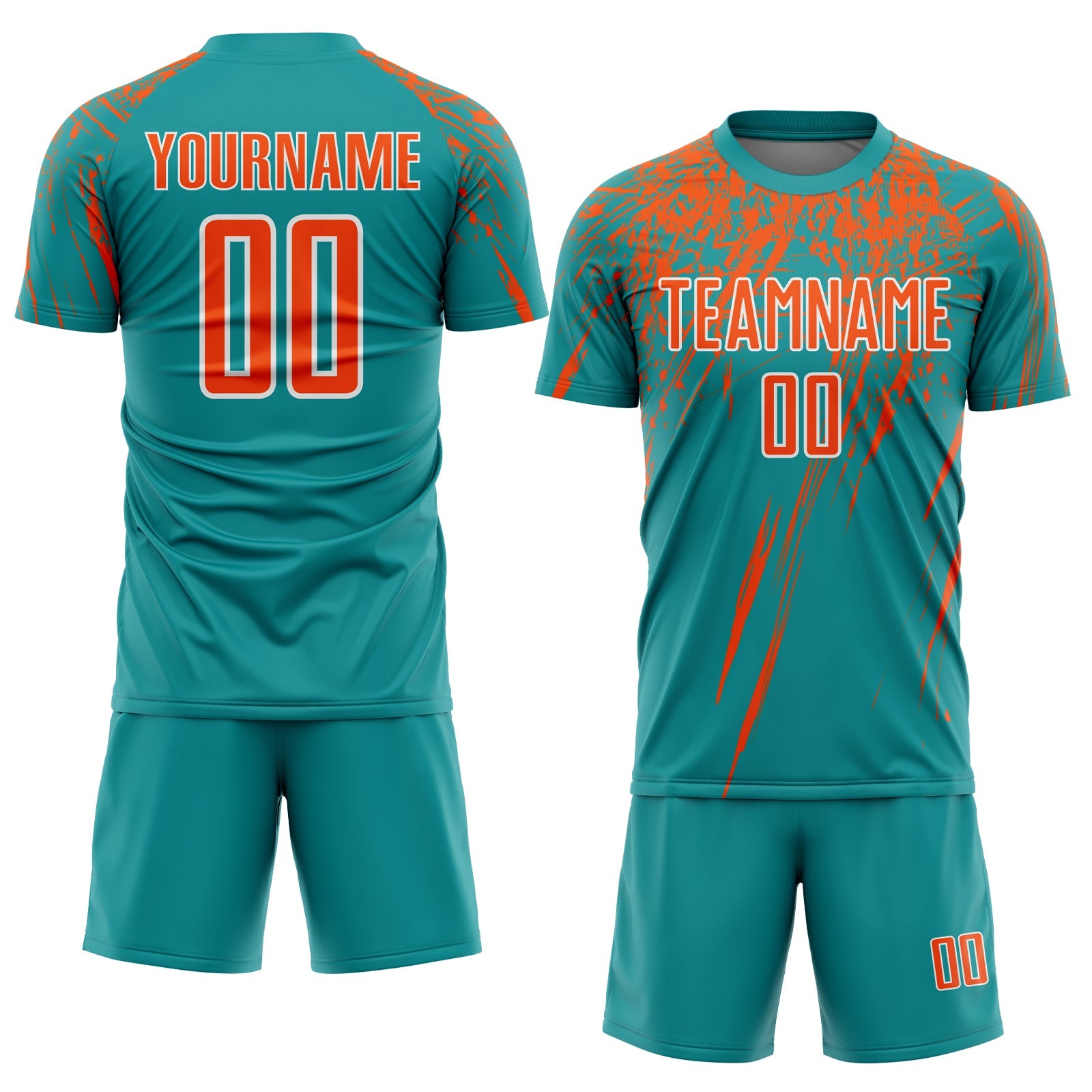 Custom Teal Orange-White Sublimation Soccer Uniform Jersey view 2