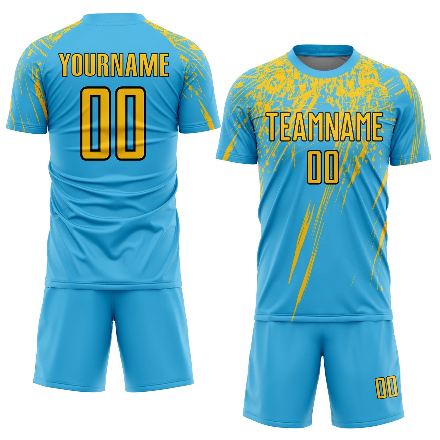 Custom Sky Blue Yellow-Black Sublimation Soccer Uniform Jersey view 2