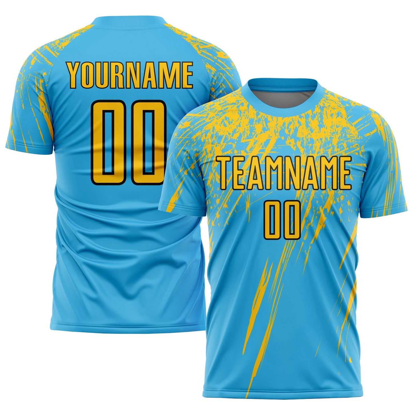 Custom Sky Blue Yellow-Black Sublimation Soccer Uniform Jersey - Main View