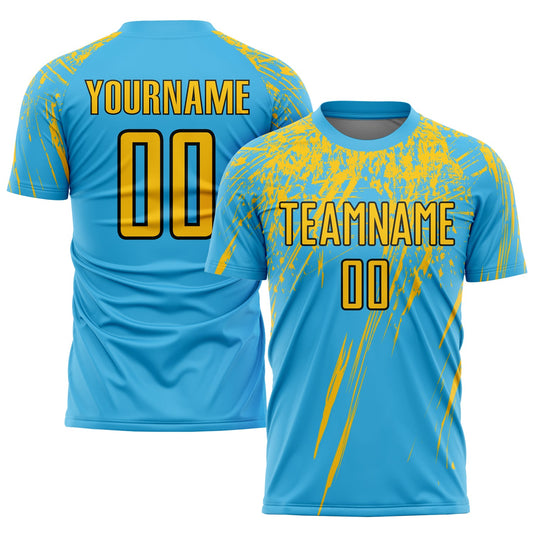 Custom Sky Blue Yellow-Black Sublimation Soccer Uniform Jersey - Main View