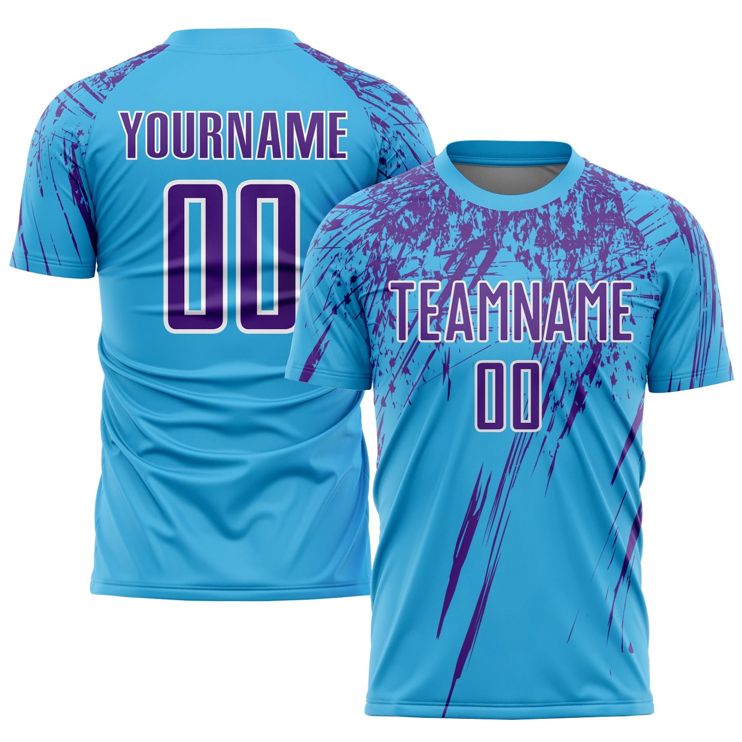 Custom Sky Blue Purple-White Sublimation Soccer Uniform Jersey - Main View