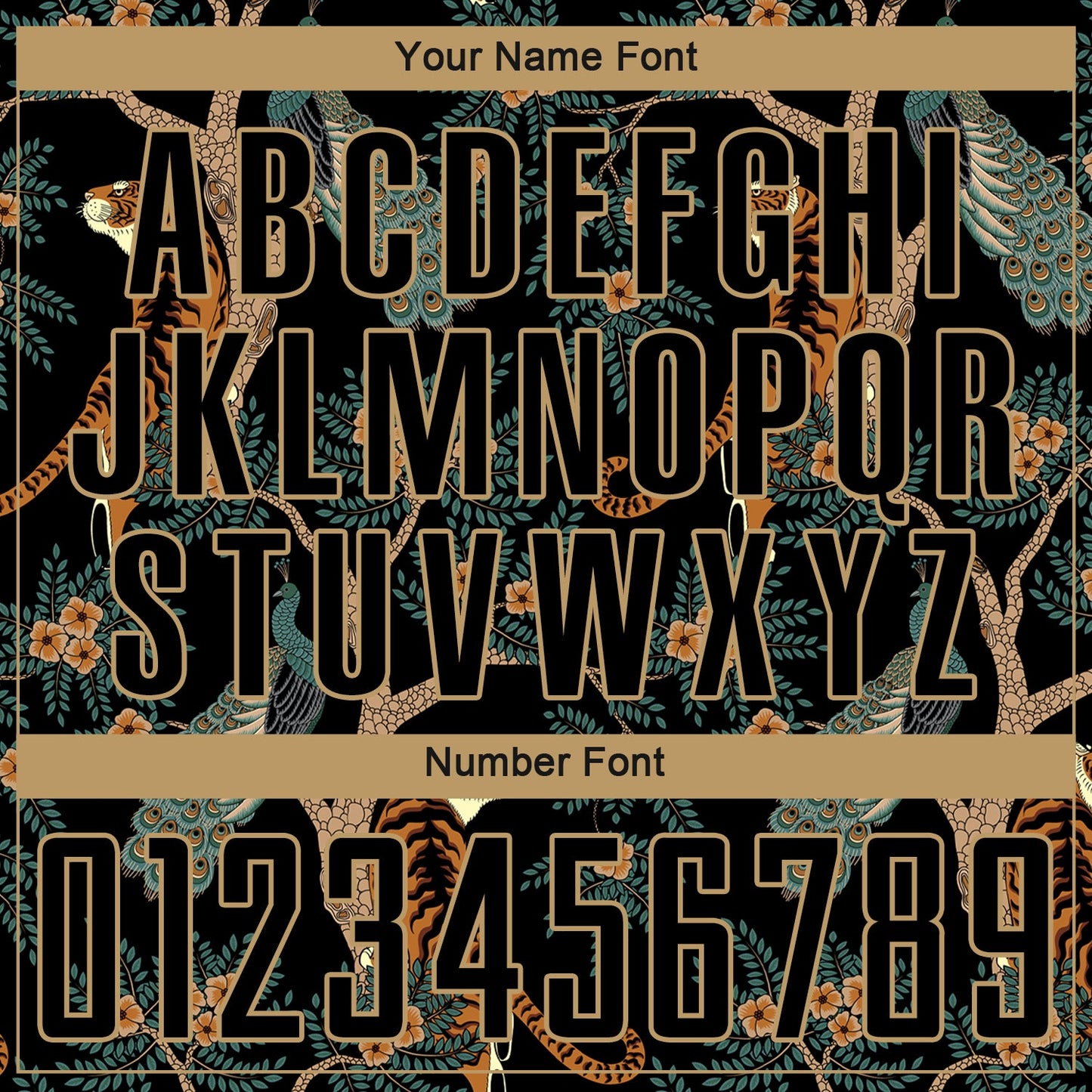 Custom Black Old Gold Tiger And Peacock Sublimation Soccer Uniform Jersey view 5