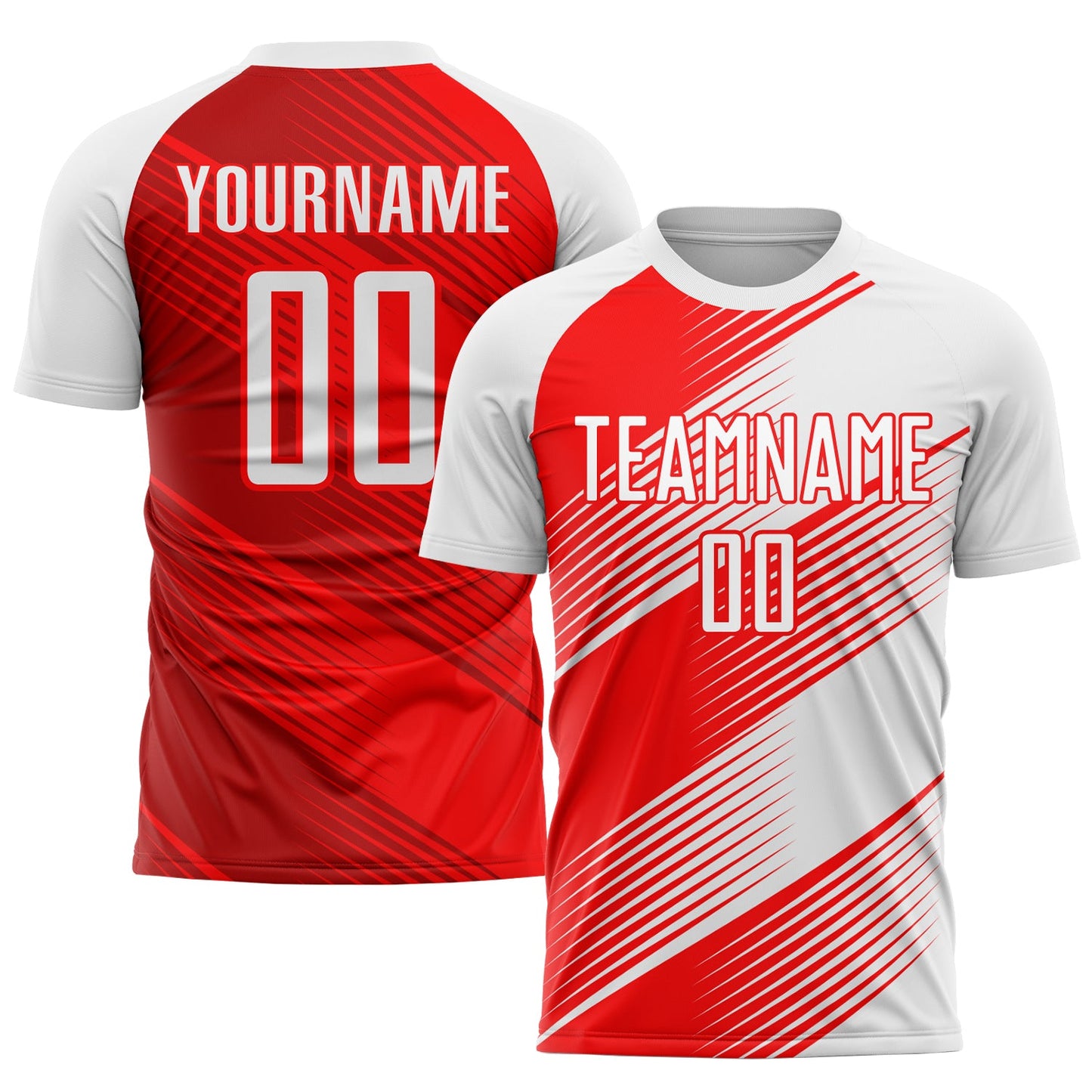 Custom Red White Sublimation Soccer Uniform Jersey - Main View