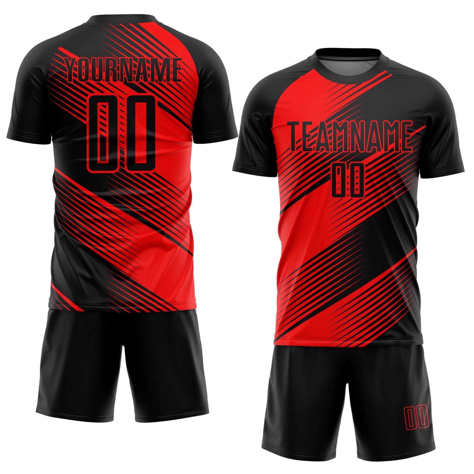 Custom Red Black Sublimation Soccer Uniform Jersey view 2