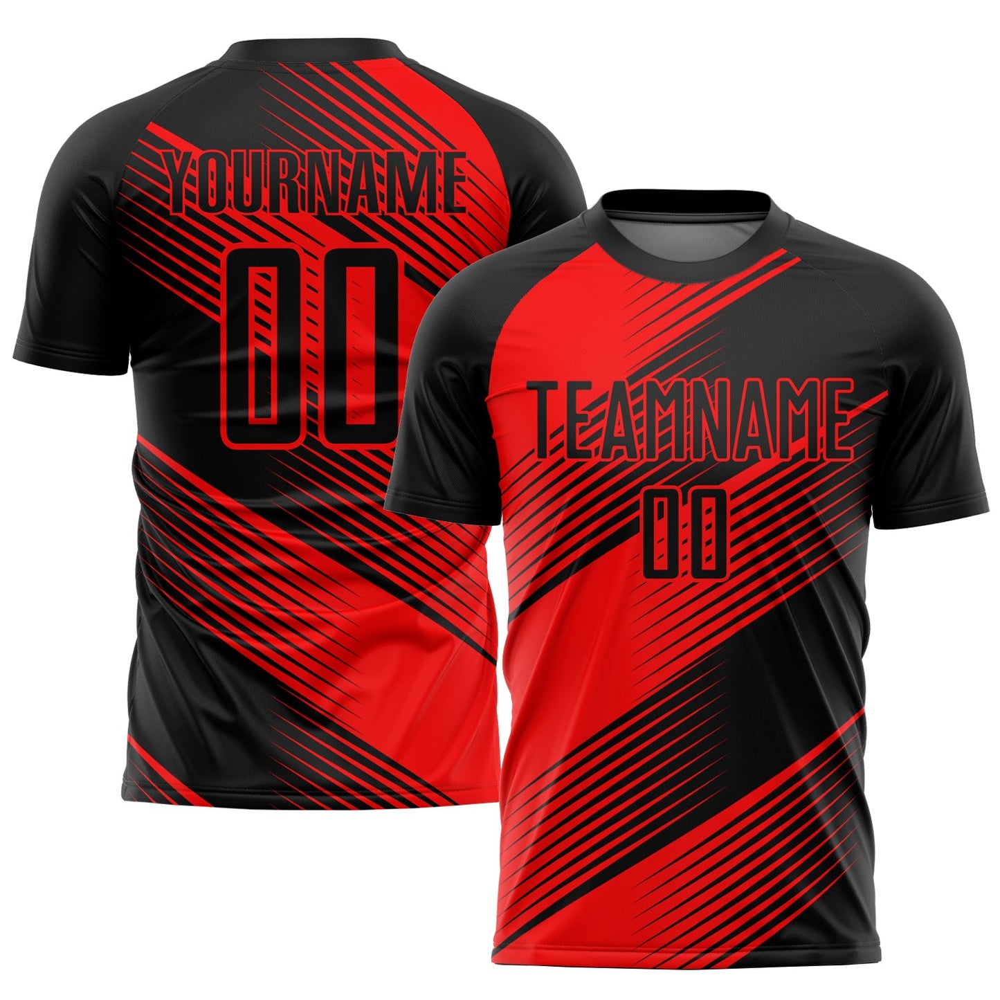 Custom Red Black Sublimation Soccer Uniform Jersey - Main View
