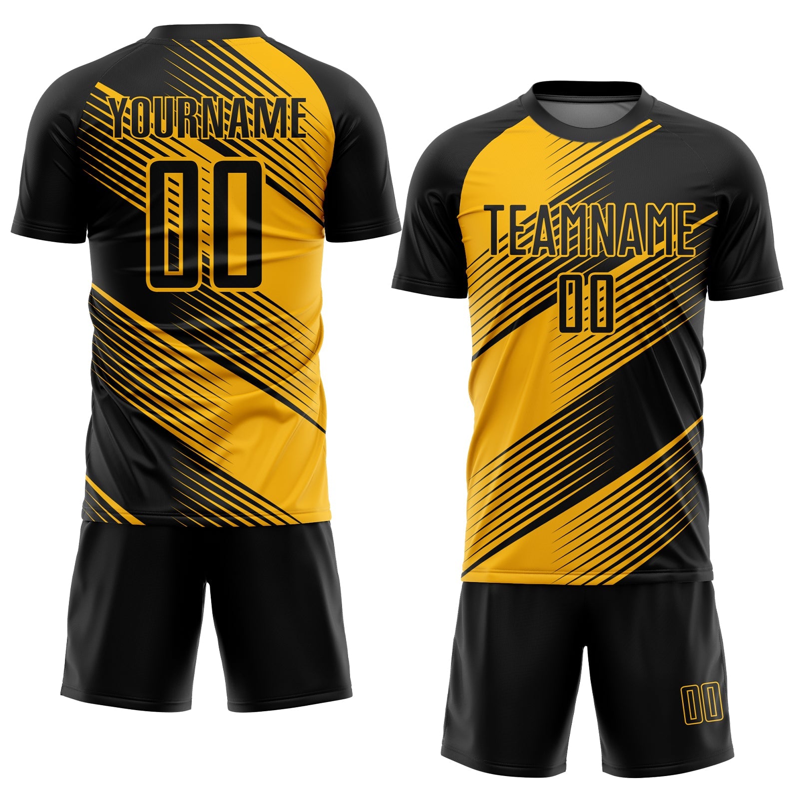 Custom Gold Black Sublimation Soccer Uniform Jersey view 2