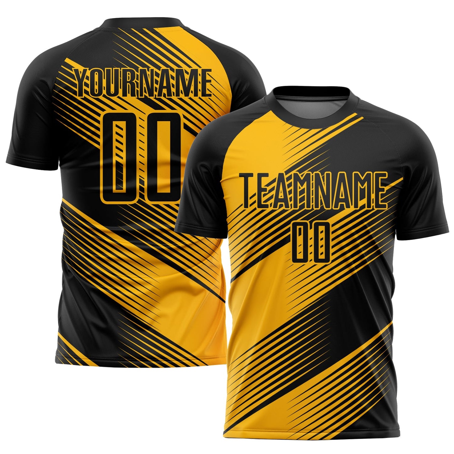 Custom Gold Black Sublimation Soccer Uniform Jersey - Main View