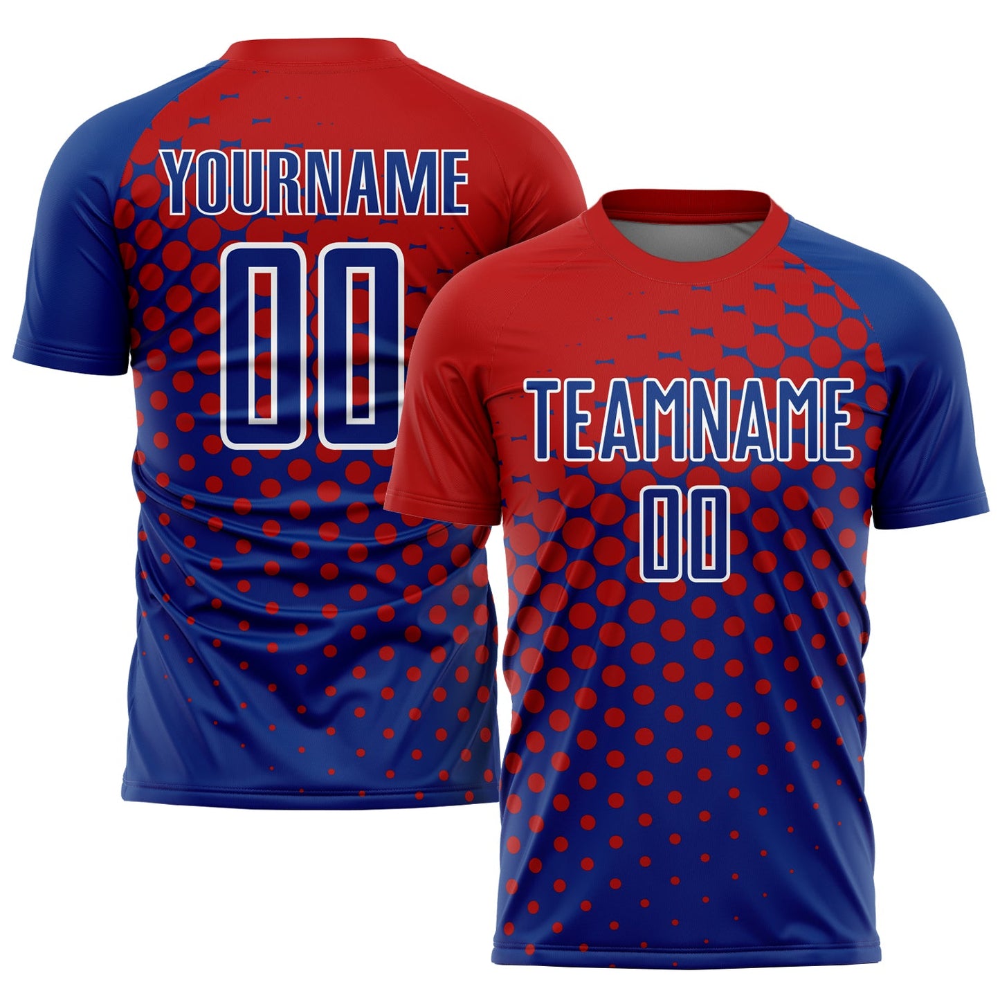 Custom Red Royal-White Sublimation Soccer Uniform Jersey - Main View