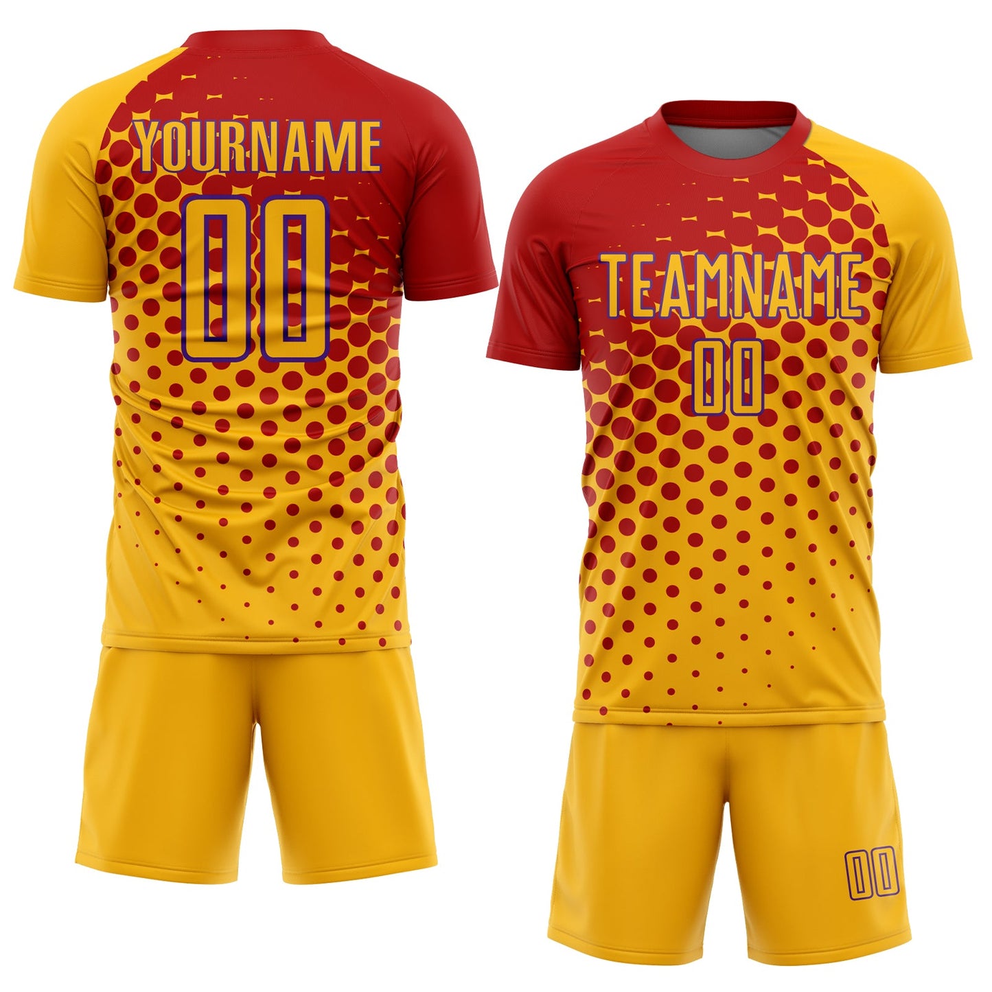 Custom Gold Red-Purple Sublimation Soccer Uniform Jersey view 2