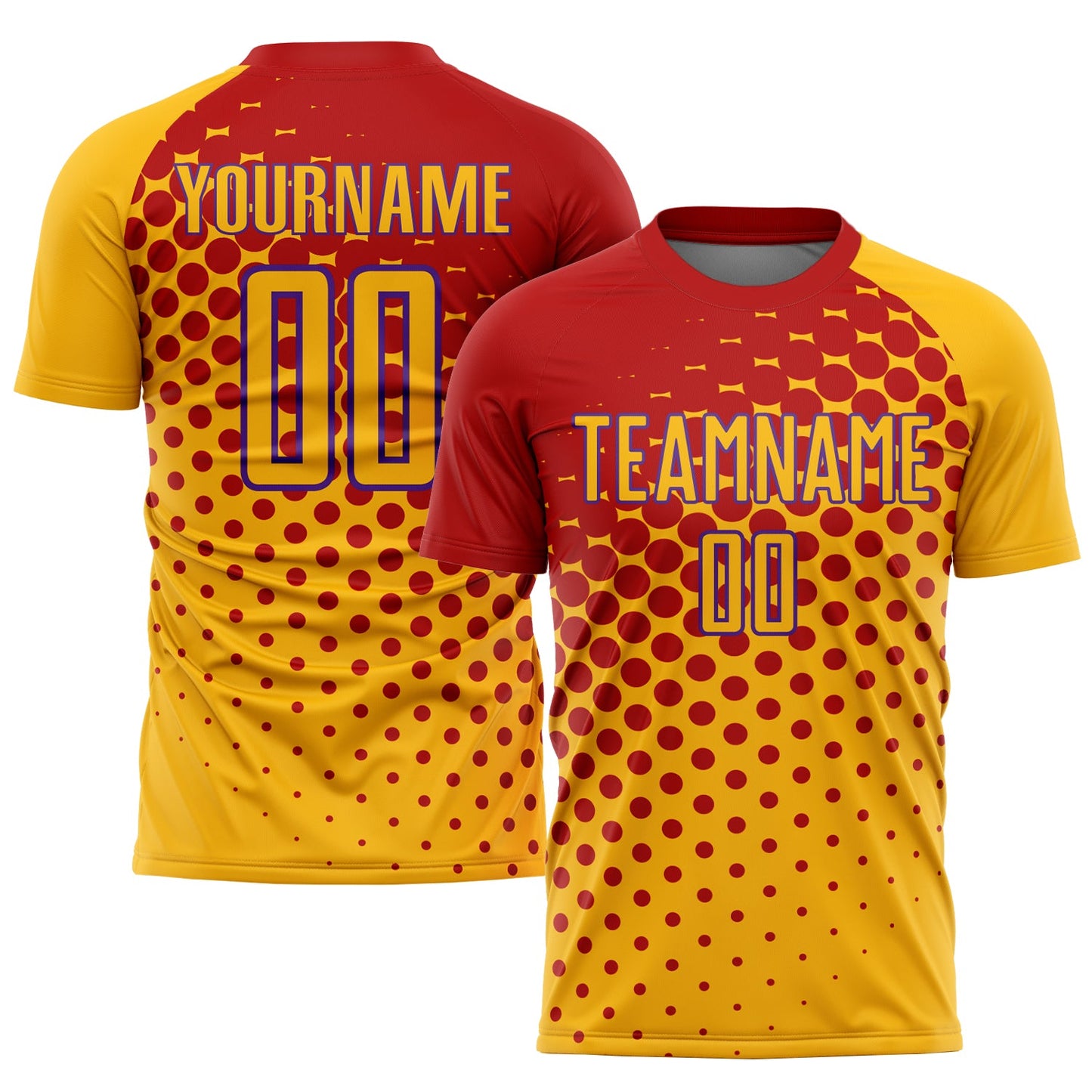 Custom Gold Red-Purple Sublimation Soccer Uniform Jersey - Main View