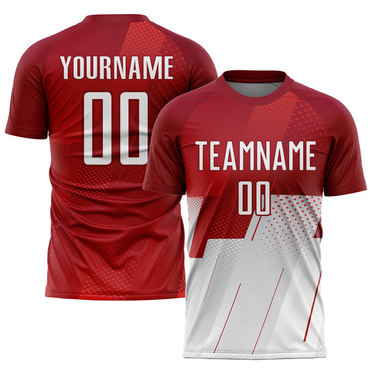 Custom Red White Sublimation Soccer Uniform Jersey - Main View