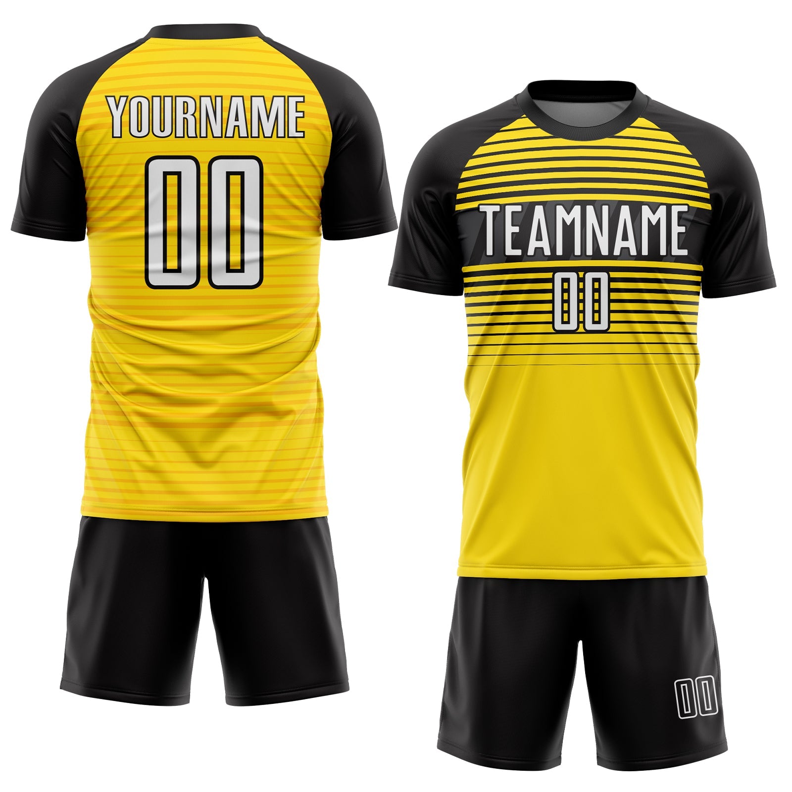 Custom Yellow White-Black Sublimation Soccer Uniform Jersey view 2