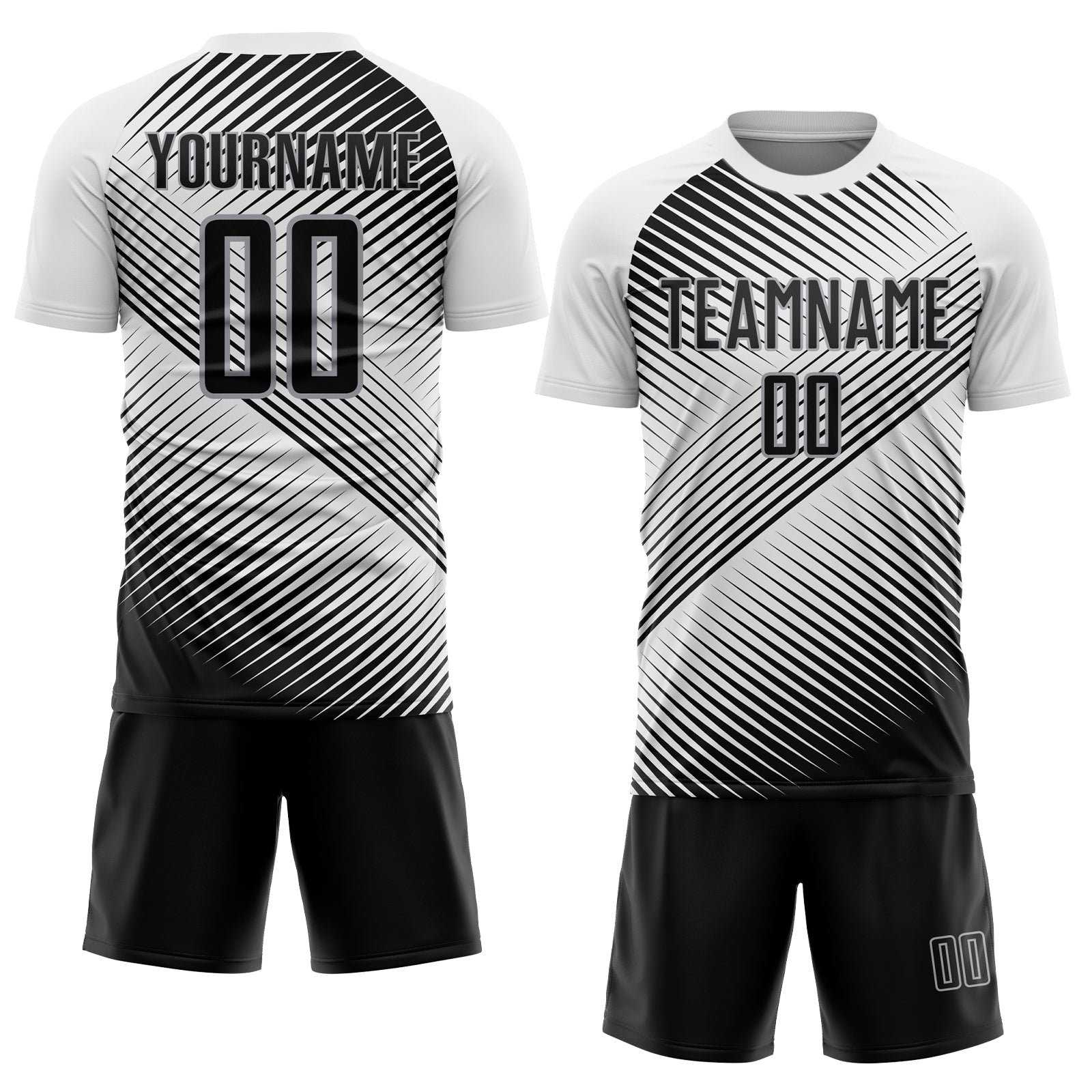 Custom White Black-Gray Sublimation Soccer Uniform Jersey view 2