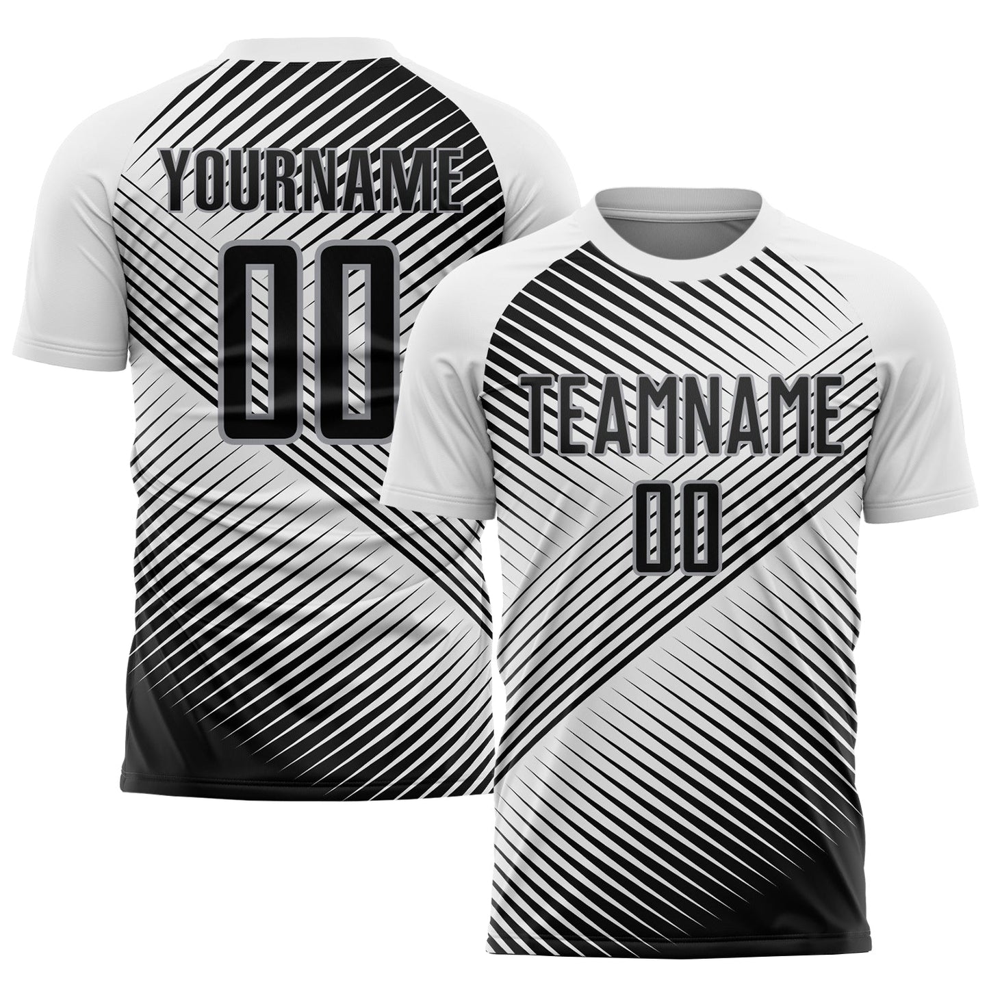 Custom White Black-Gray Sublimation Soccer Uniform Jersey - Main View