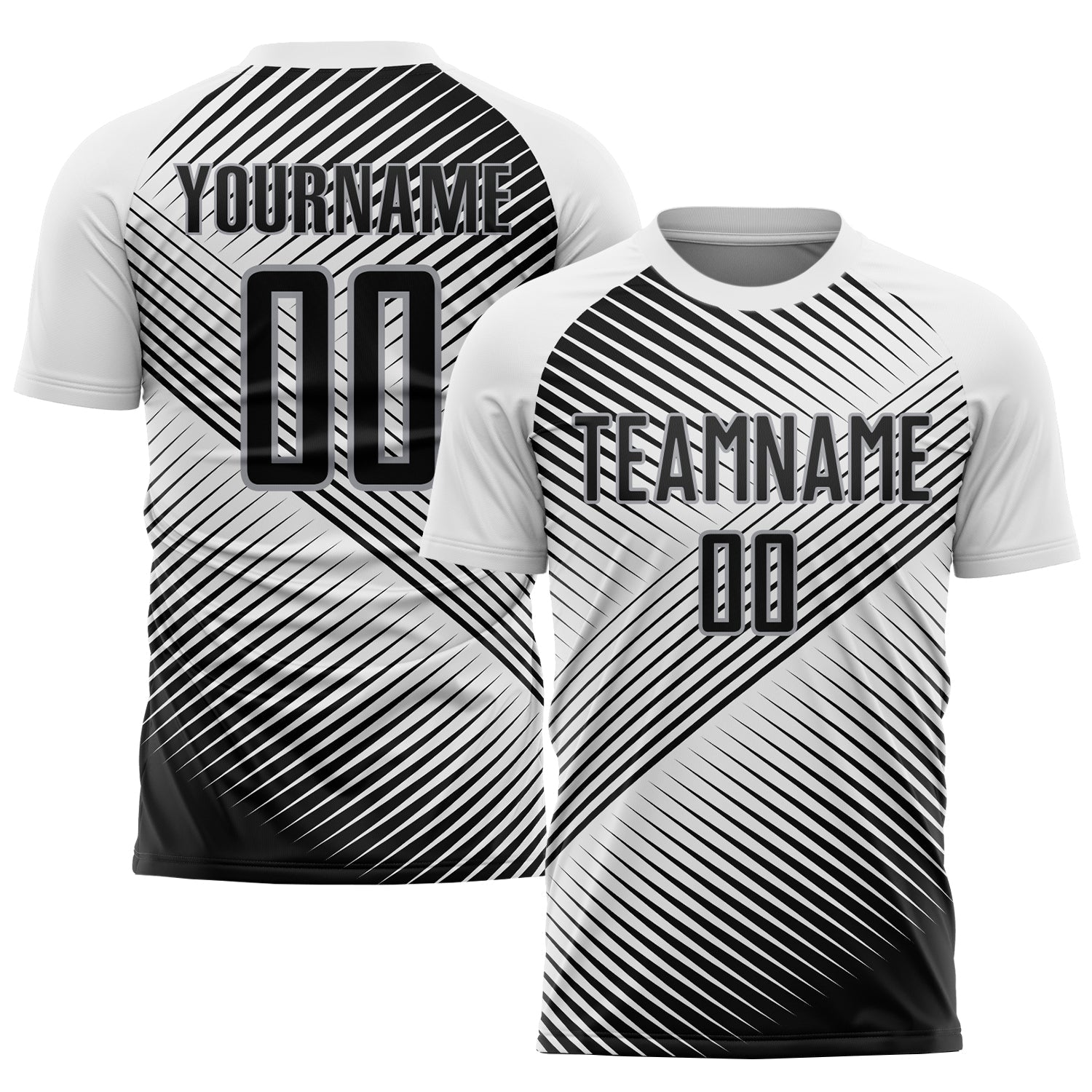 Custom White Black-Gray Sublimation Soccer Uniform Jersey - Main View