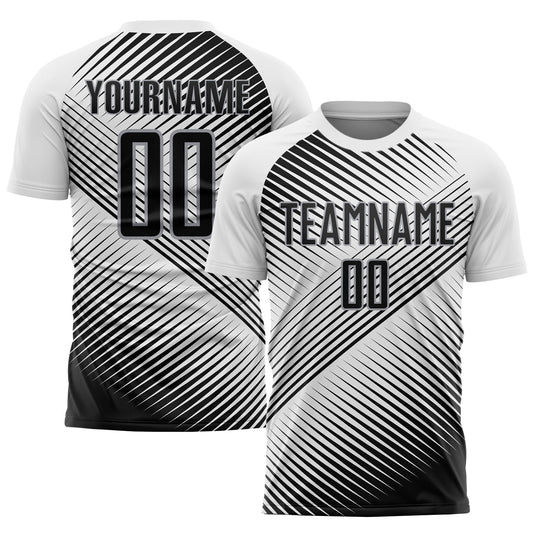 Custom White Black-Gray Sublimation Soccer Uniform Jersey - Main View