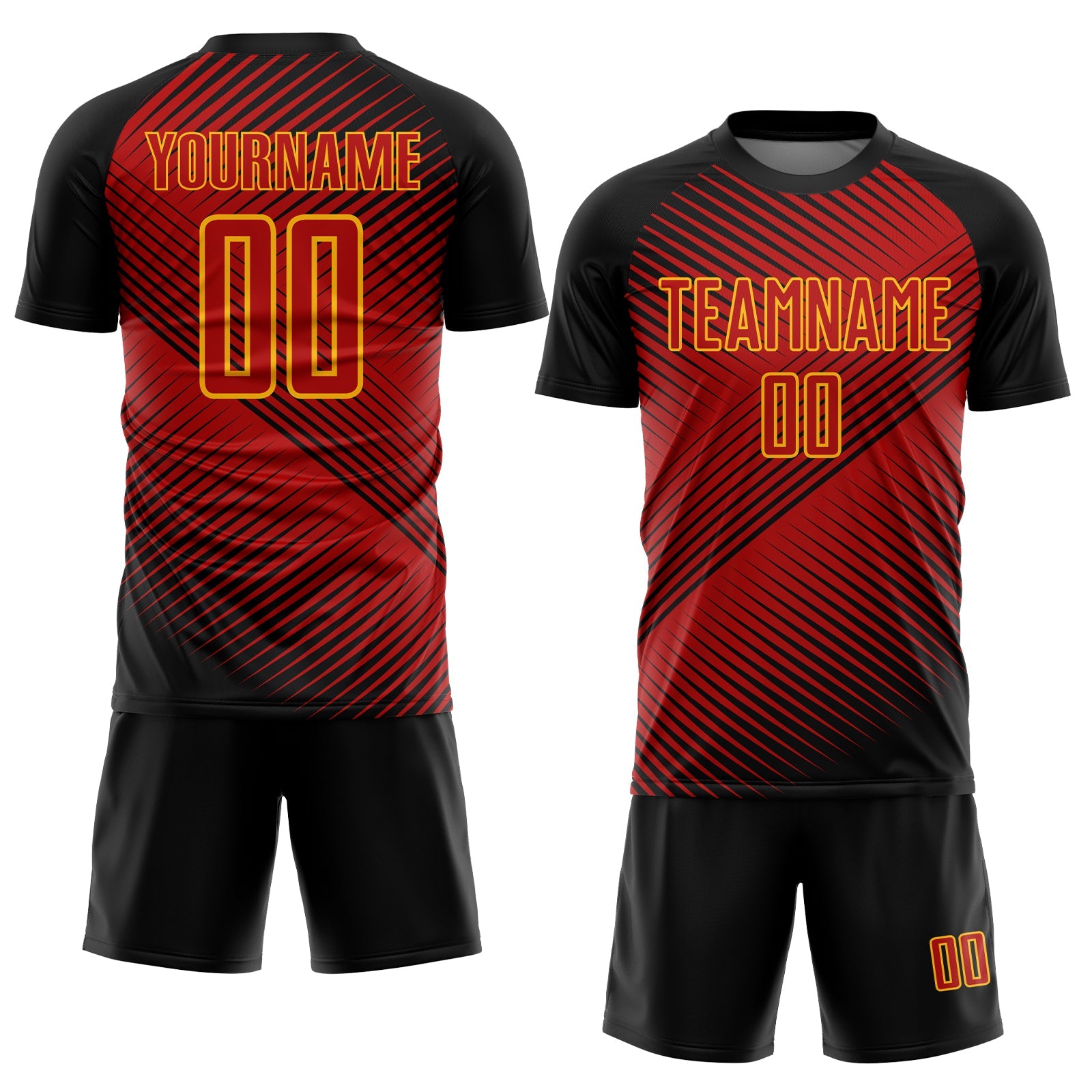 Custom Red Black-Yellow Sublimation Soccer Uniform Jersey view 2