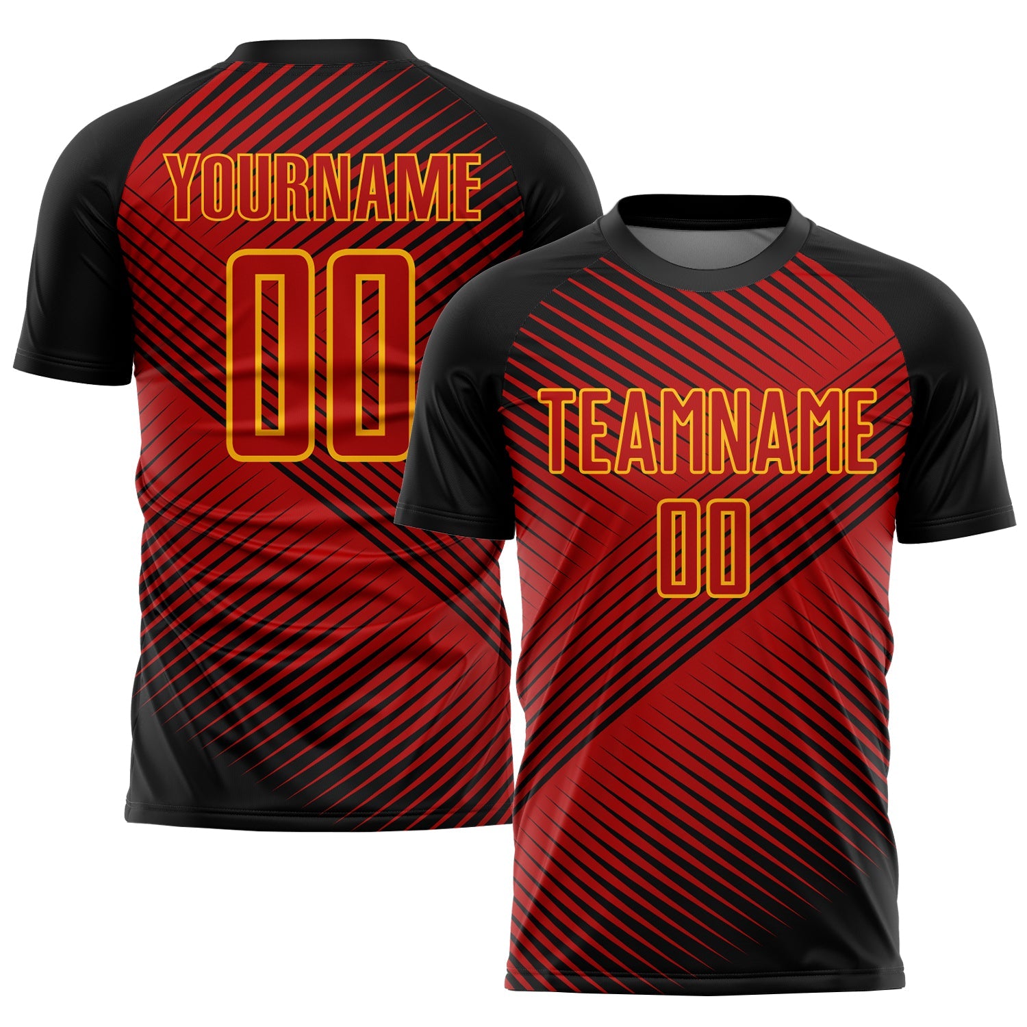 Custom Red Black-Yellow Sublimation Soccer Uniform Jersey - Main View