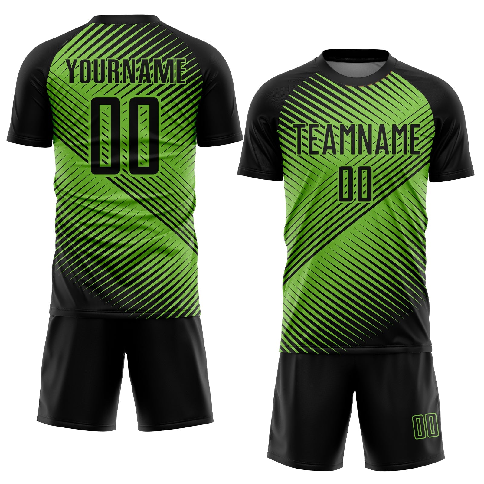 Custom Neon Green Black Sublimation Soccer Uniform Jersey view 2