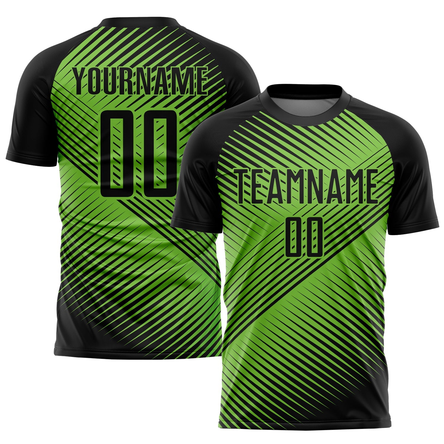 Custom Neon Green Black Sublimation Soccer Uniform Jersey - Main View