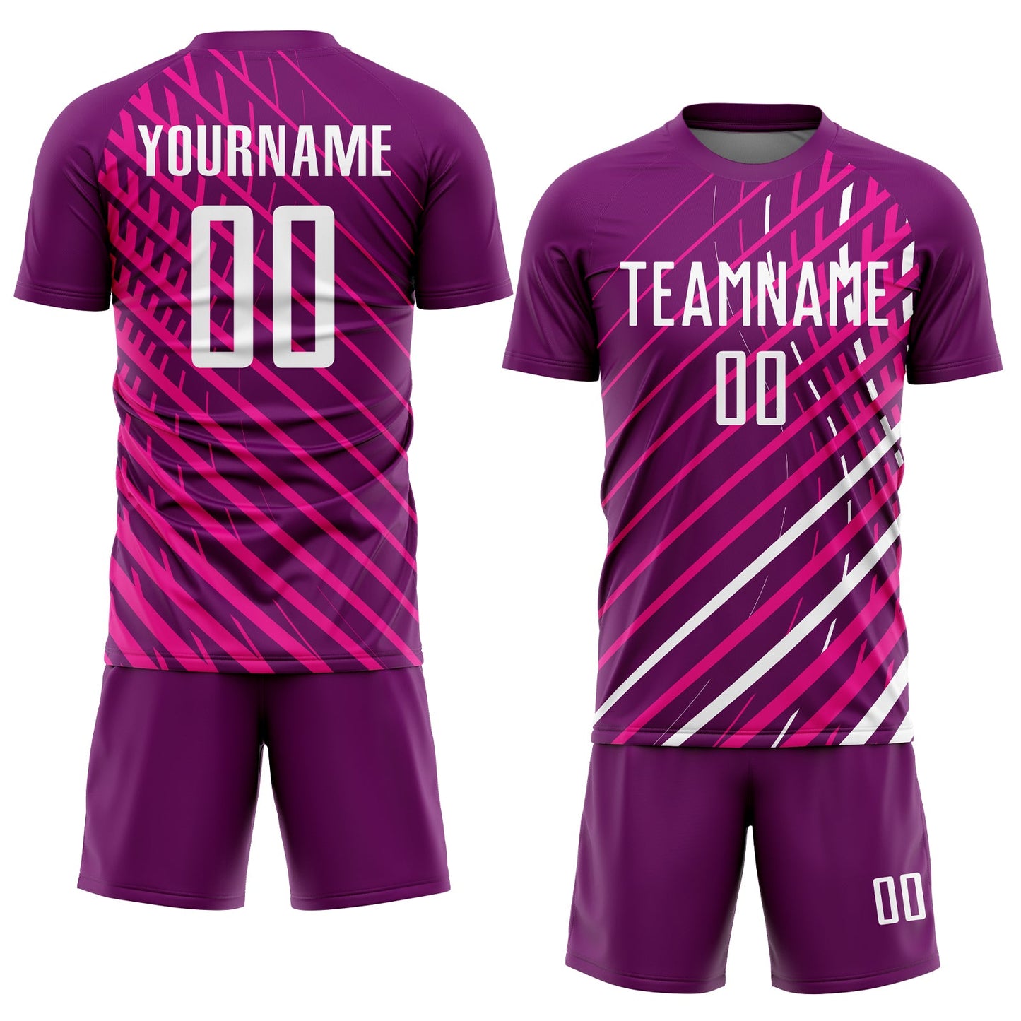Custom Pink White-Crimson Sublimation Soccer Uniform Jersey view 2
