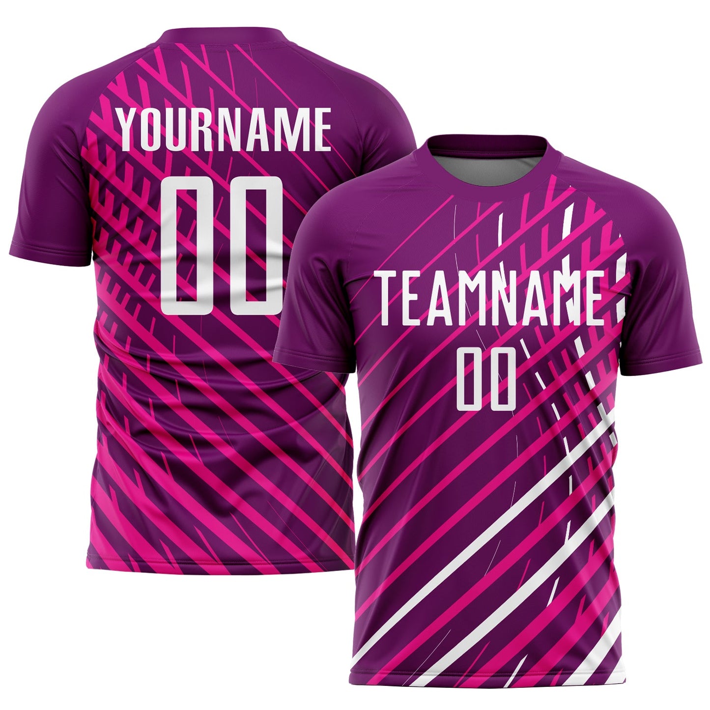 Custom Pink White-Crimson Sublimation Soccer Uniform Jersey - Main View