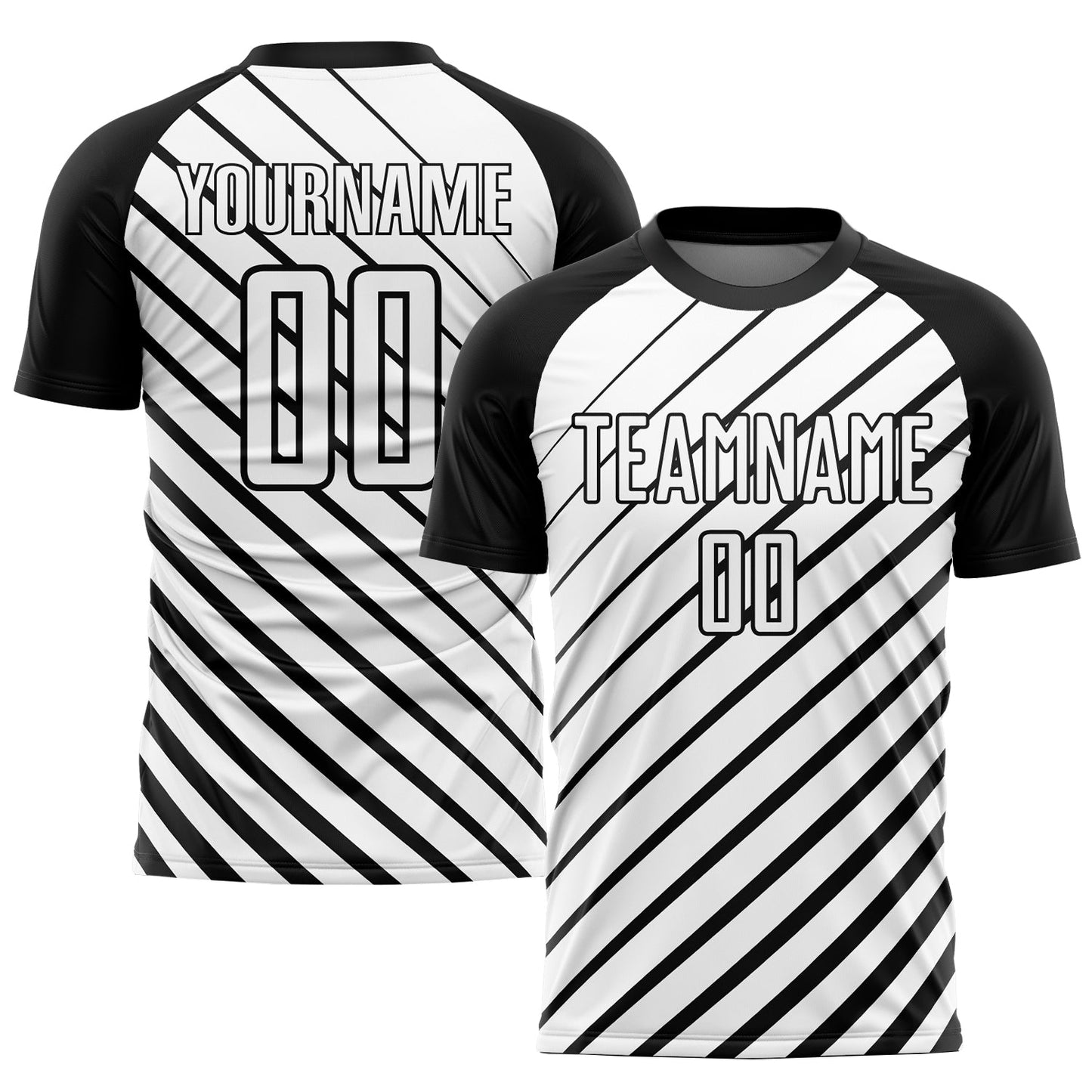 Custom Black White Sublimation Soccer Uniform Jersey - Main View