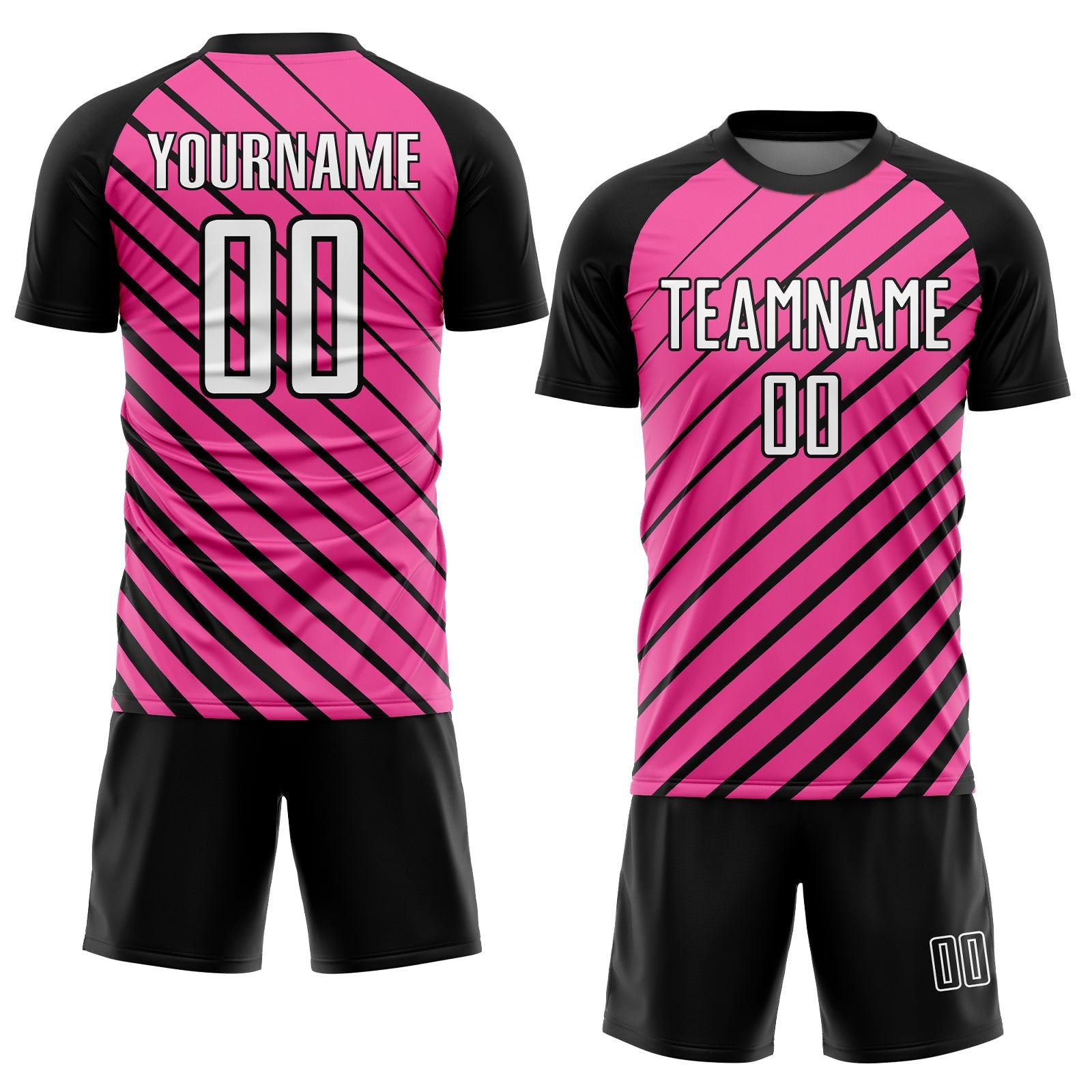 Custom Pink White-Black Sublimation Soccer Uniform Jersey view 2