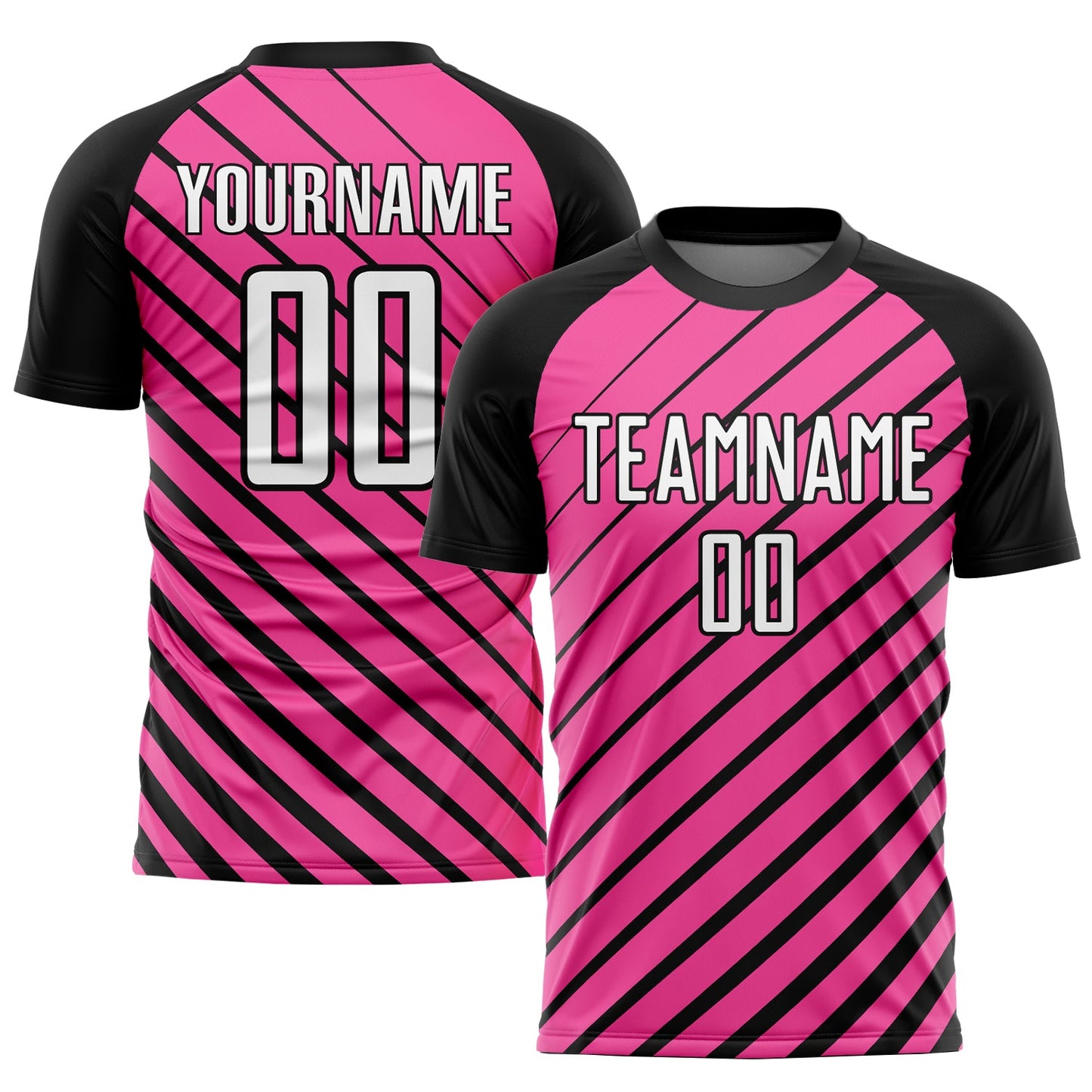 Custom Pink White-Black Sublimation Soccer Uniform Jersey - Main View