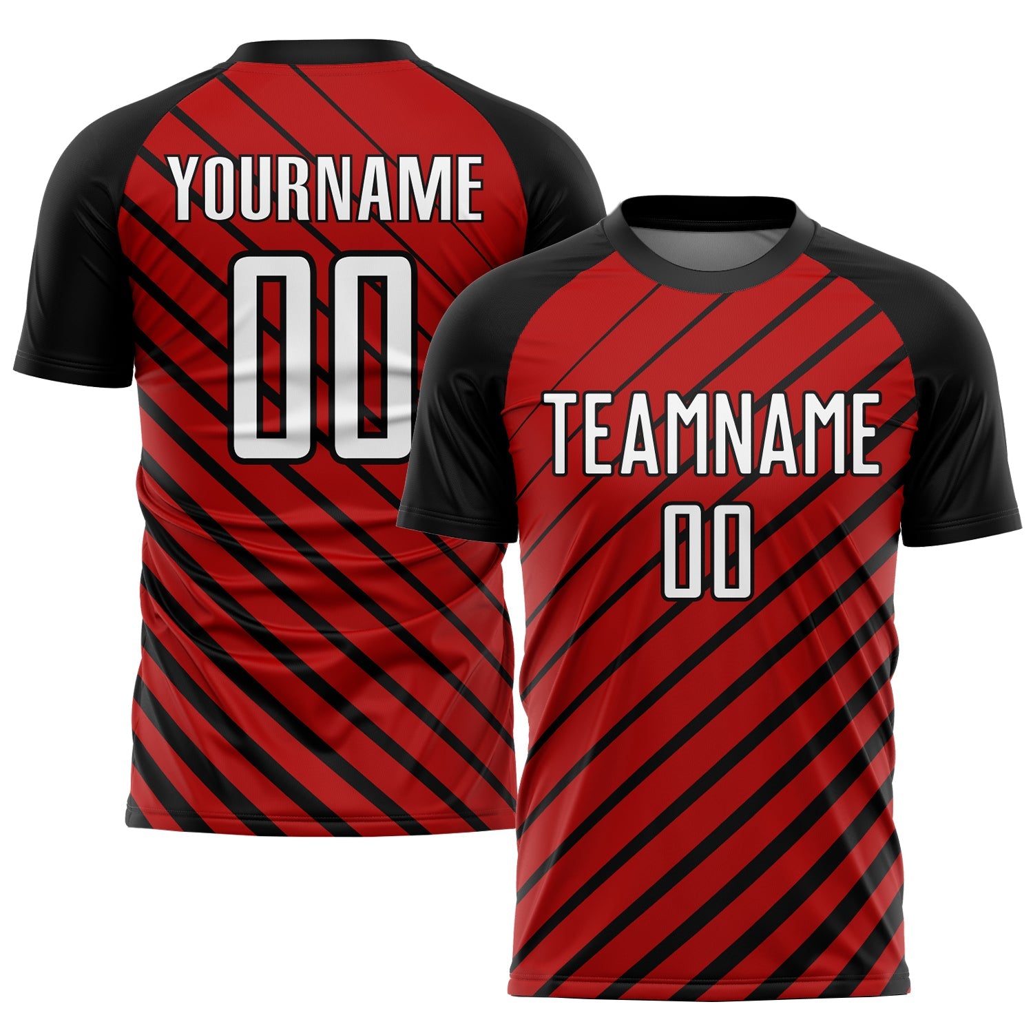 Custom Red White-Black Sublimation Soccer Uniform Jersey - Main View