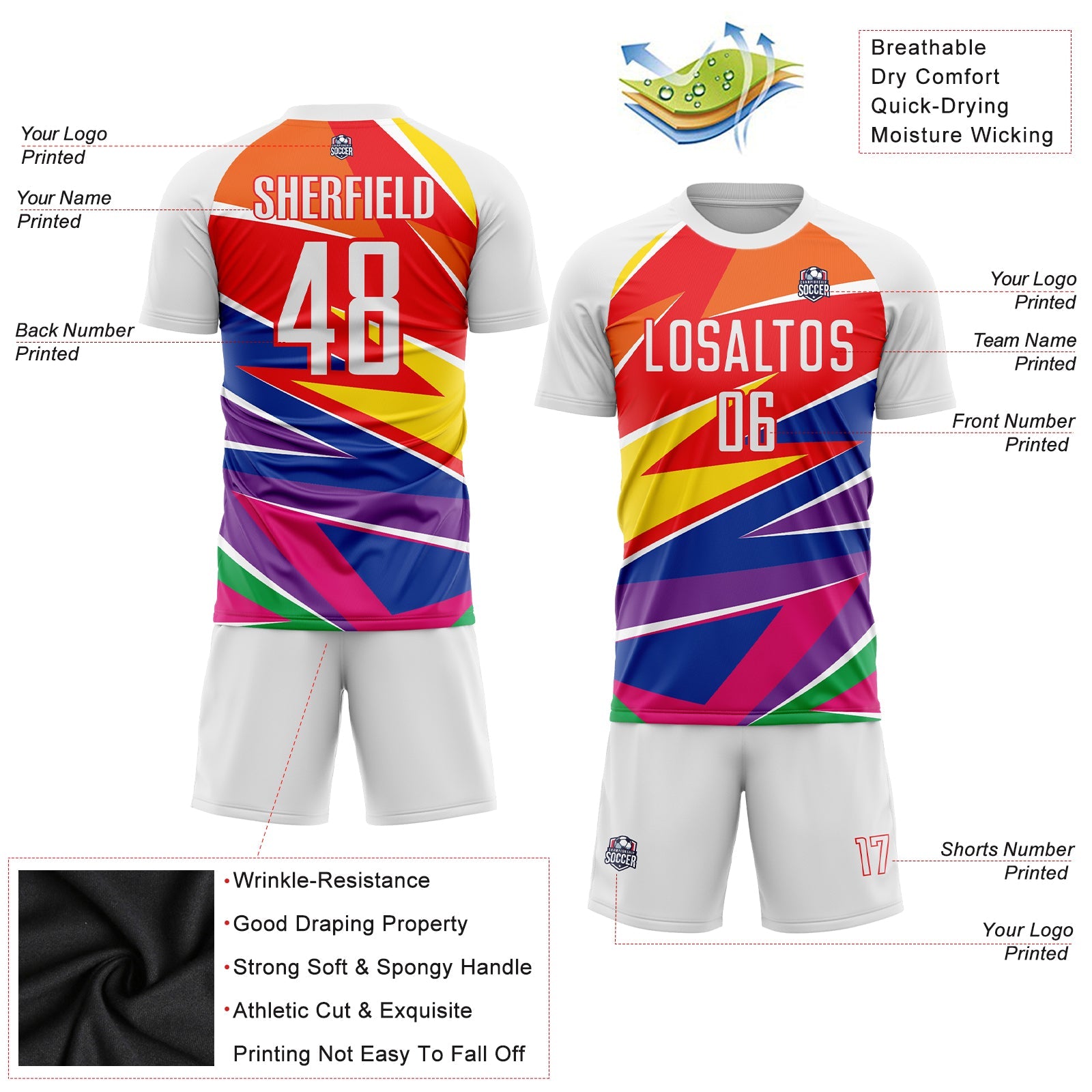 Custom Figure White-Red Sublimation Soccer Uniform Jersey view 3