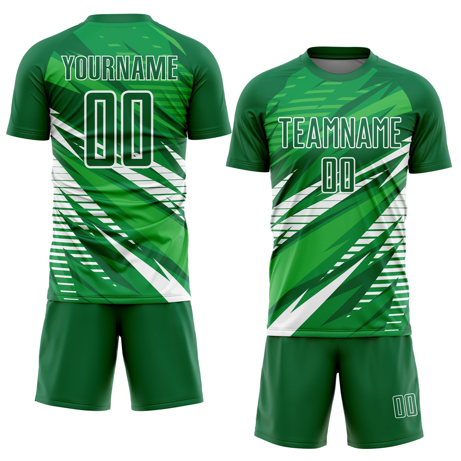 Custom Kelly Green White Sublimation Soccer Uniform Jersey view 2