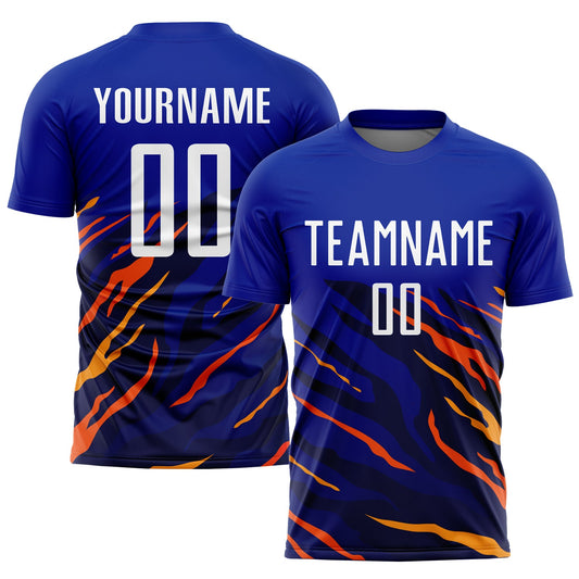 Custom Royal White Yellow-Black Sublimation Soccer Uniform Jersey - Main View