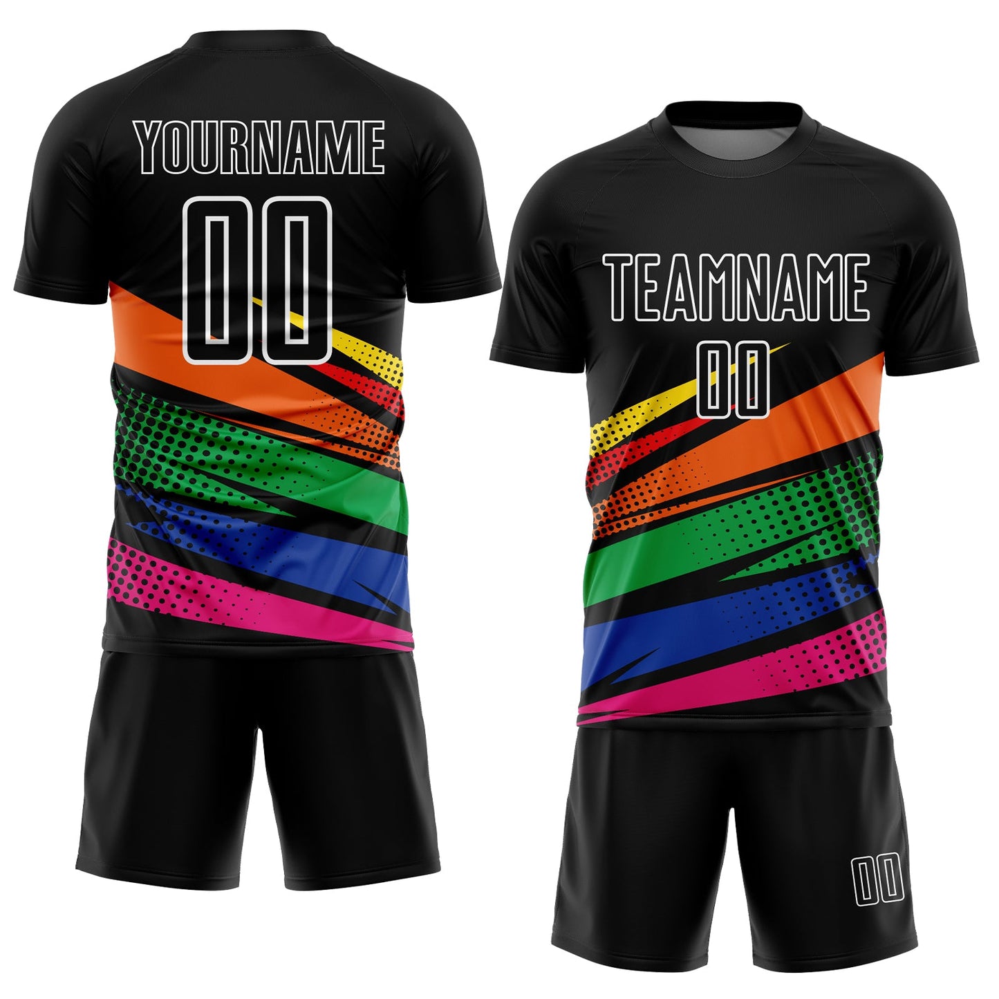 Custom Black Orange-Kelly Green Sublimation Soccer Uniform Jersey view 2